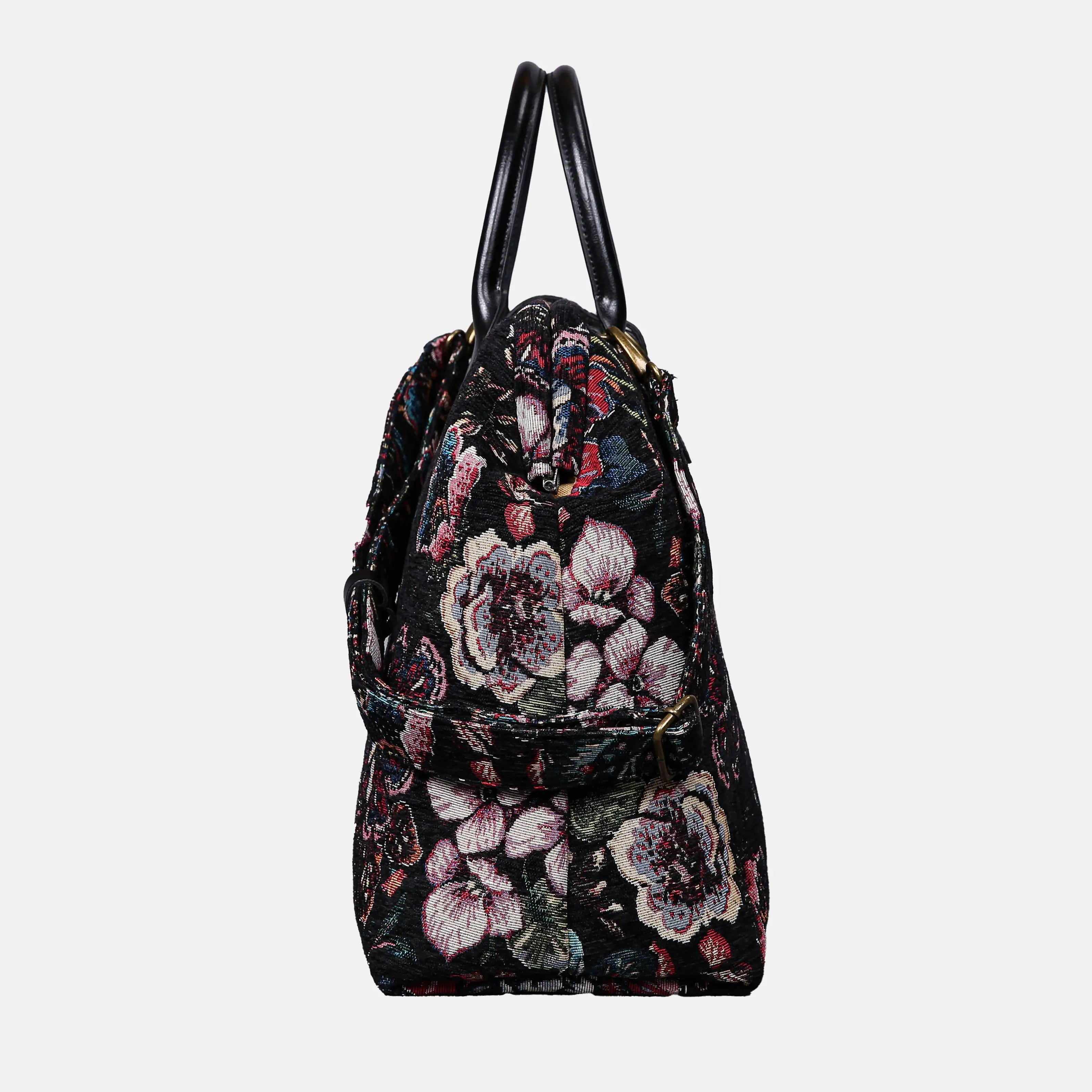 Rose Garden Black Mary Poppins Weekender Carpetbag of America side