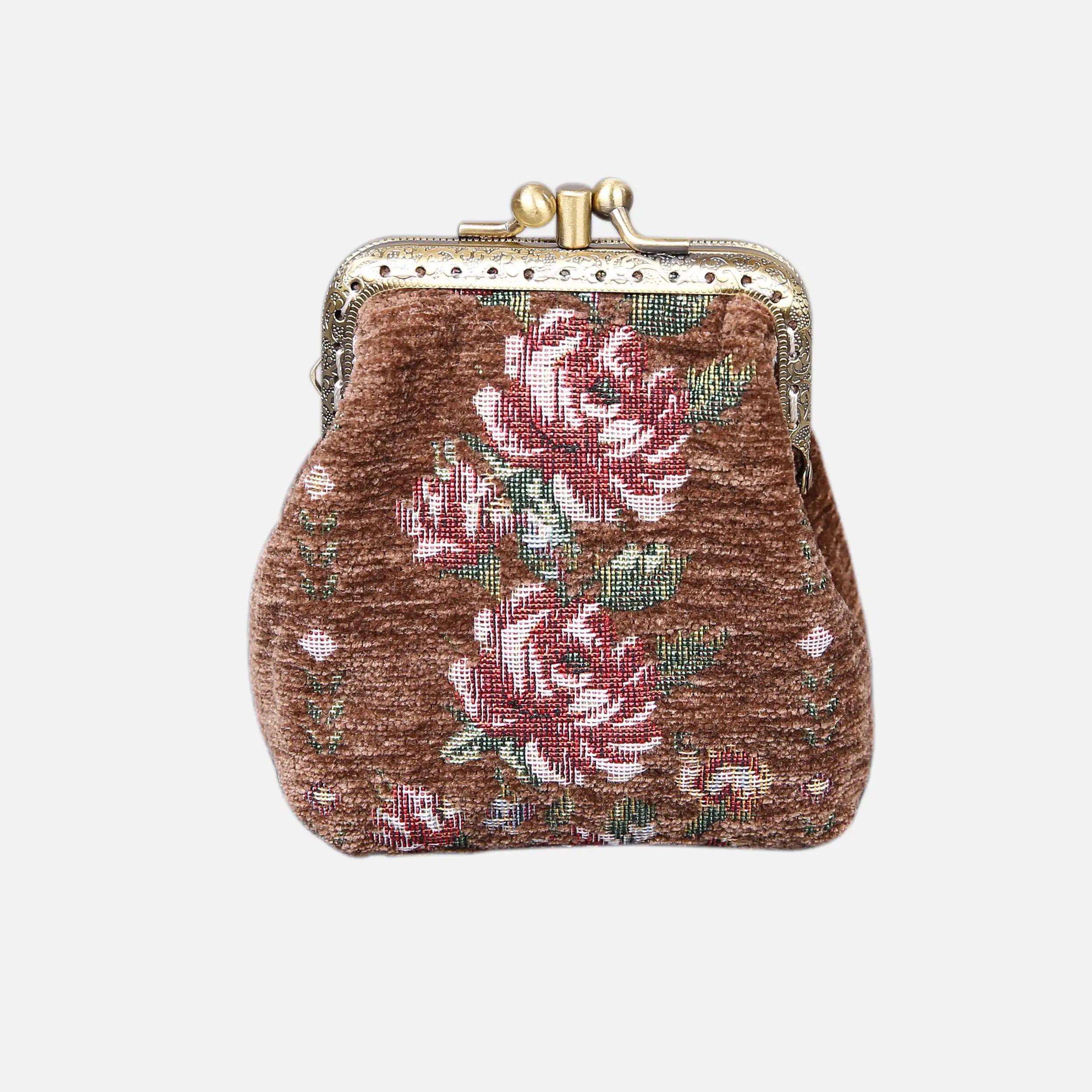 Rose Series Coffee Double Kiss Clasp Coin Purse of America front-2