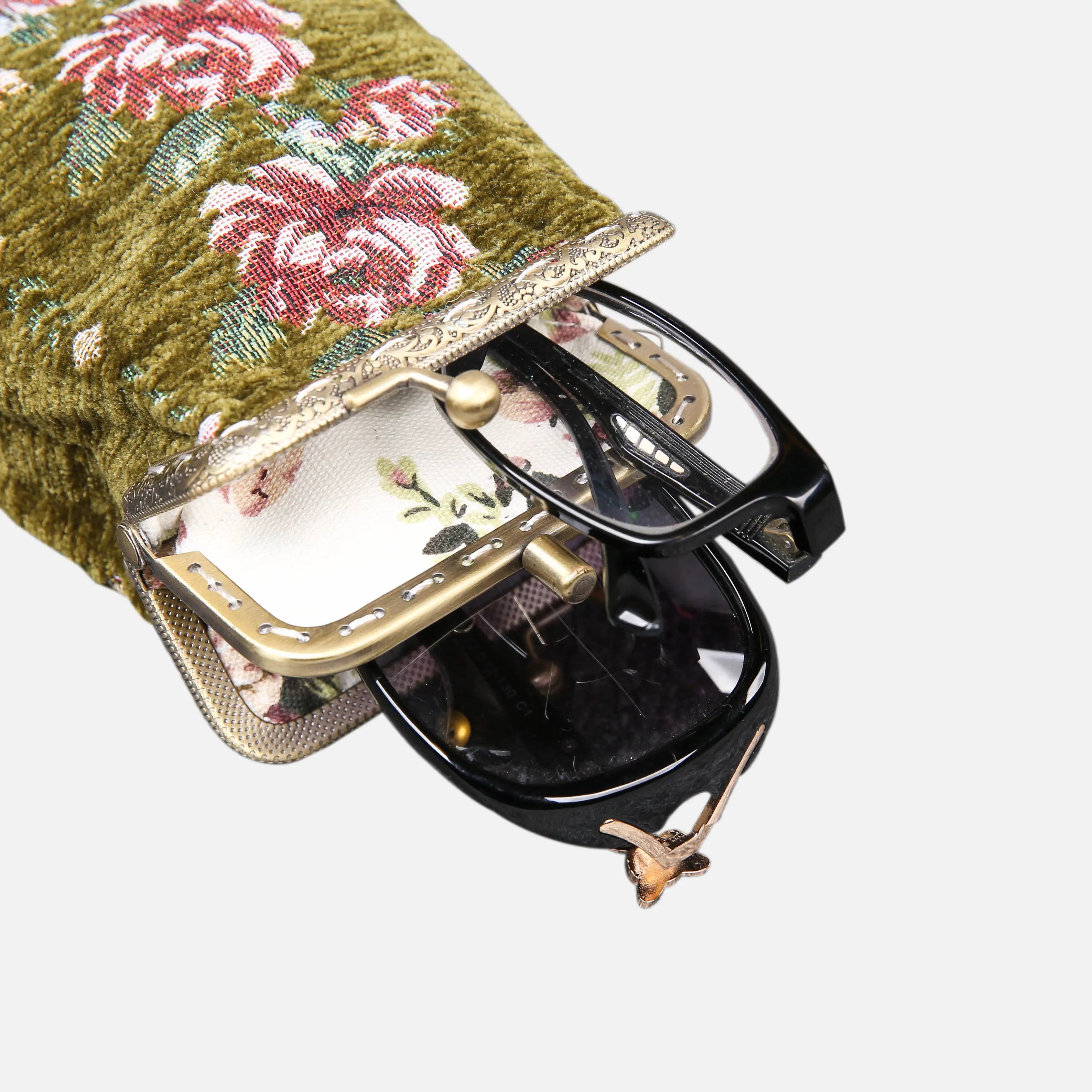 Rose Series Avocado Carpet Eyeglasses Case of America with glasses-4