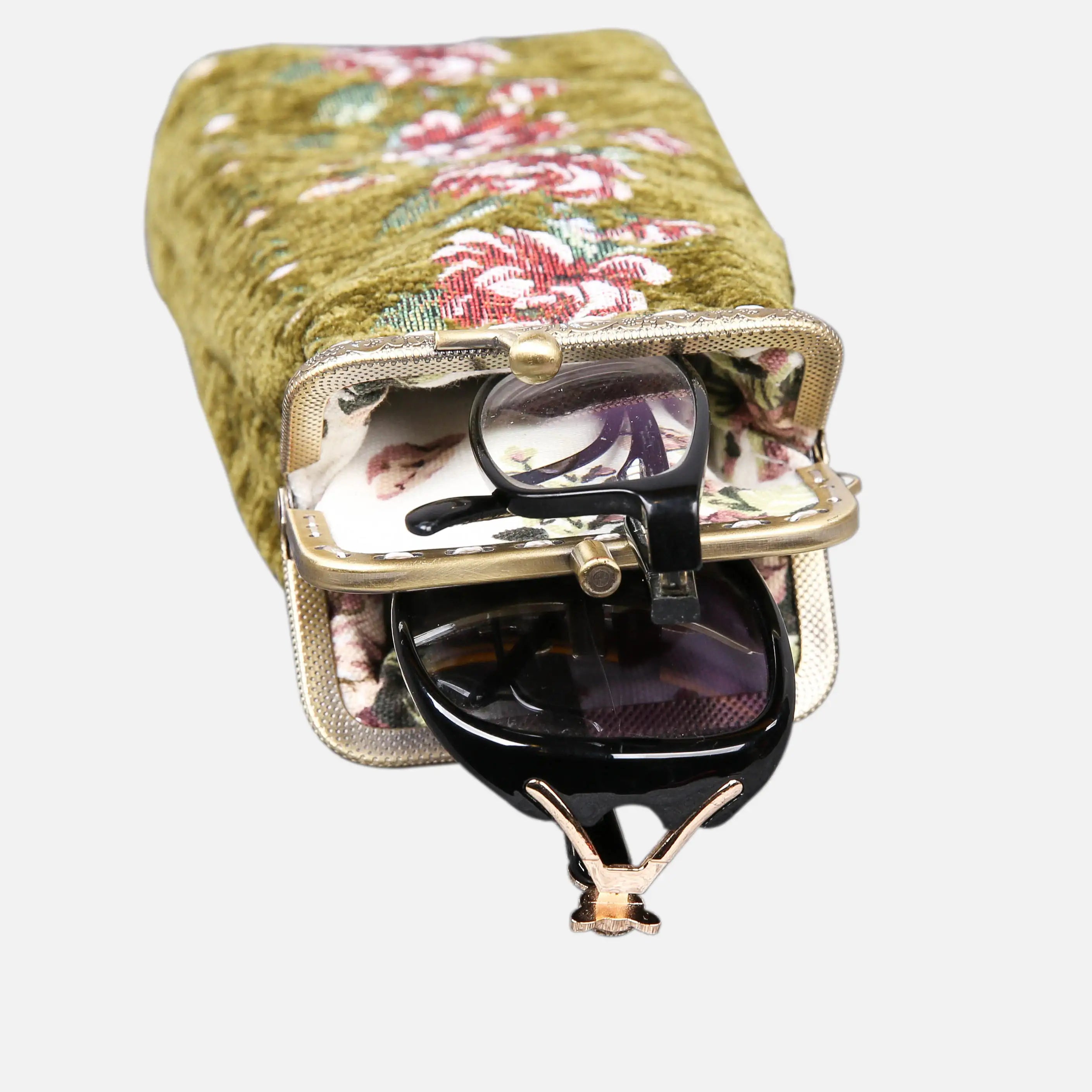 Rose Series Avocado Carpet Eyeglasses Case of America with glasses-3