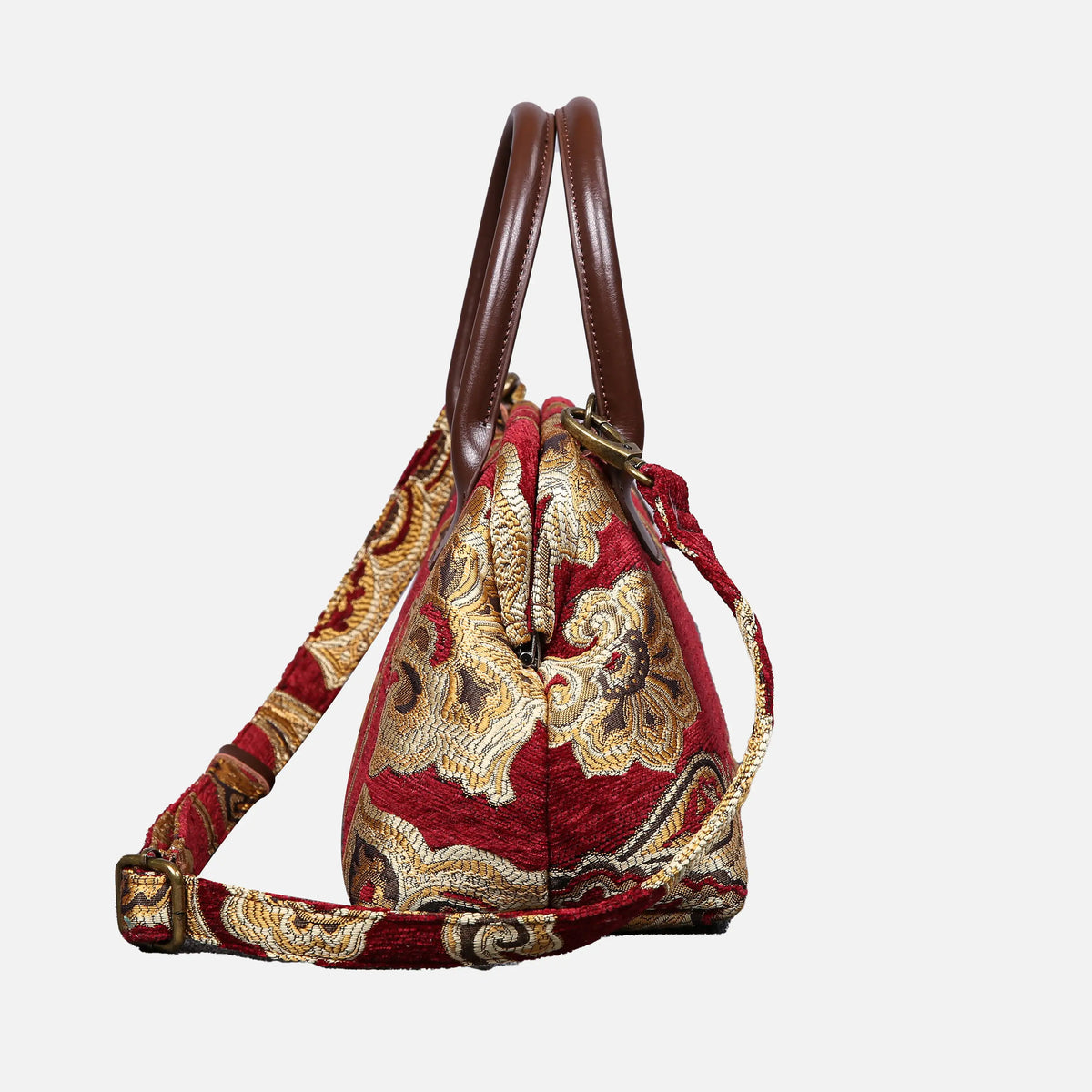 Sagredo Gold Carpet Satchel carpet bag MCW Handmade of America side
