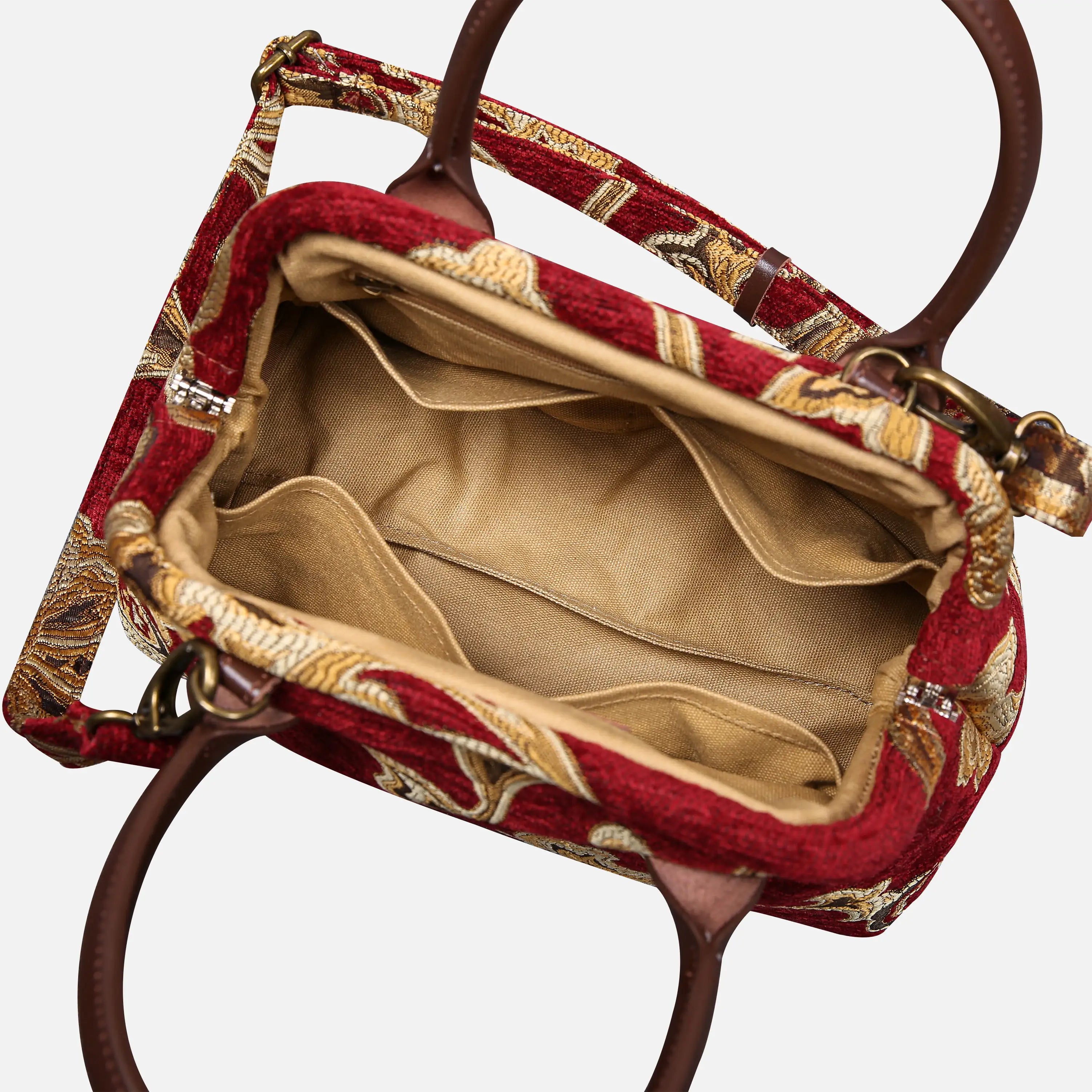 Sagredo Gold Carpet Satchel carpet bag MCW Handmade of America open