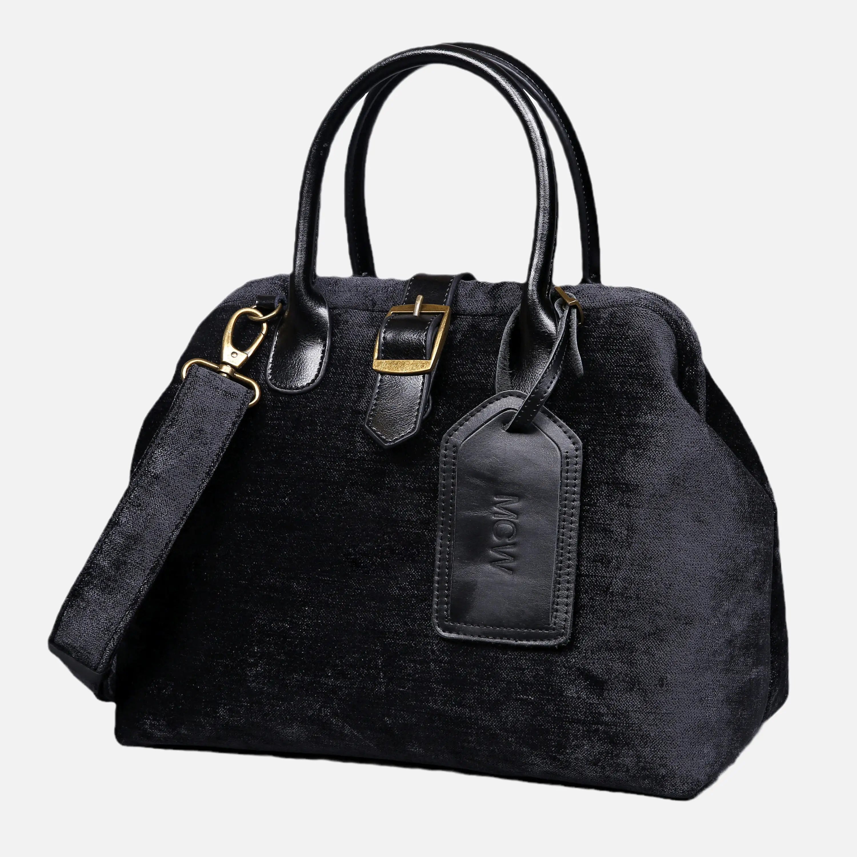 Solid Black Carpet Handbag Purse
