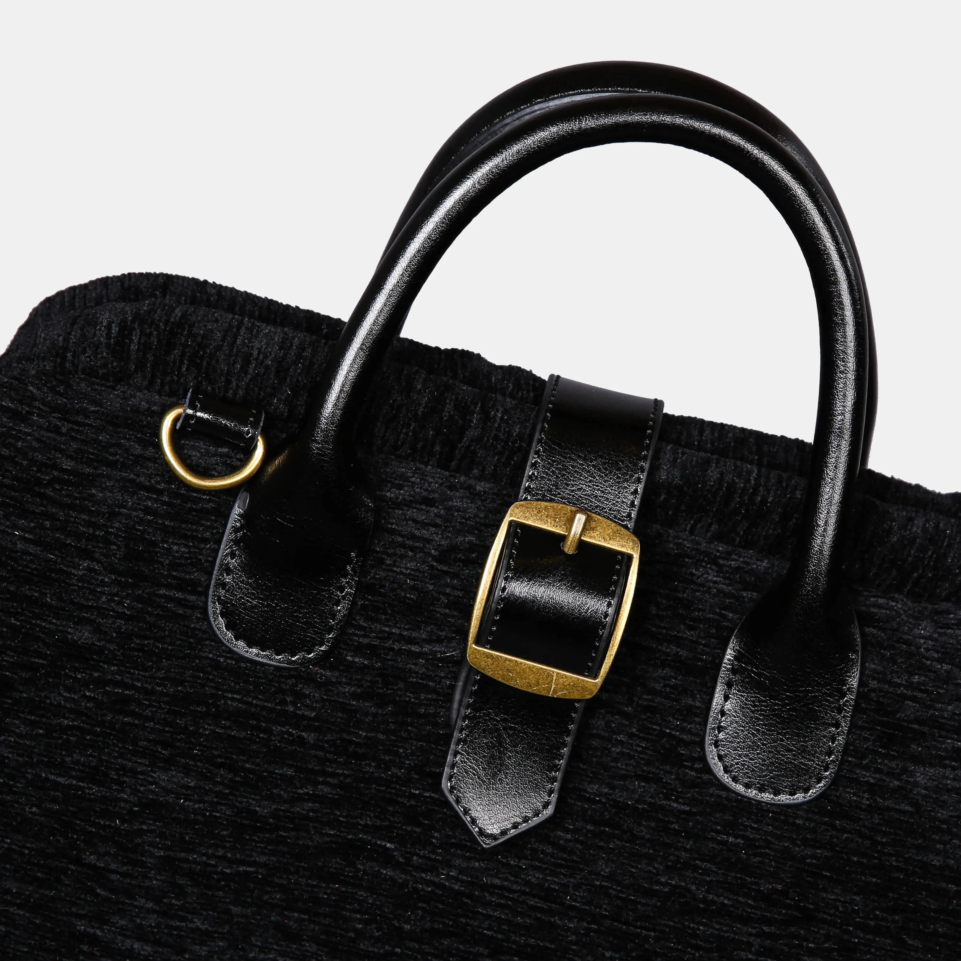 Solid Black Carpet Laptop Backpack Carpetbag of America buckle