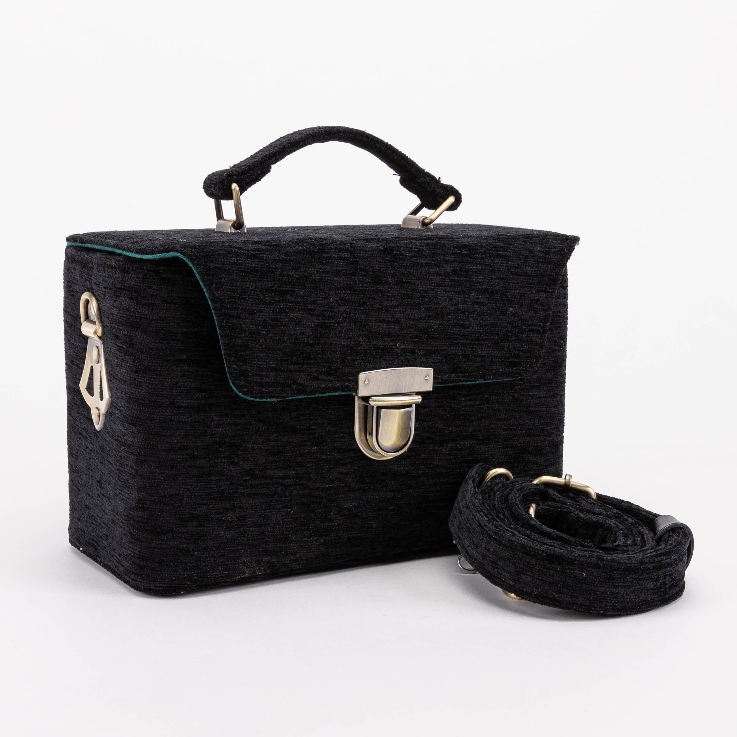 Solid Black Clara Medium Train Case Purse of America main