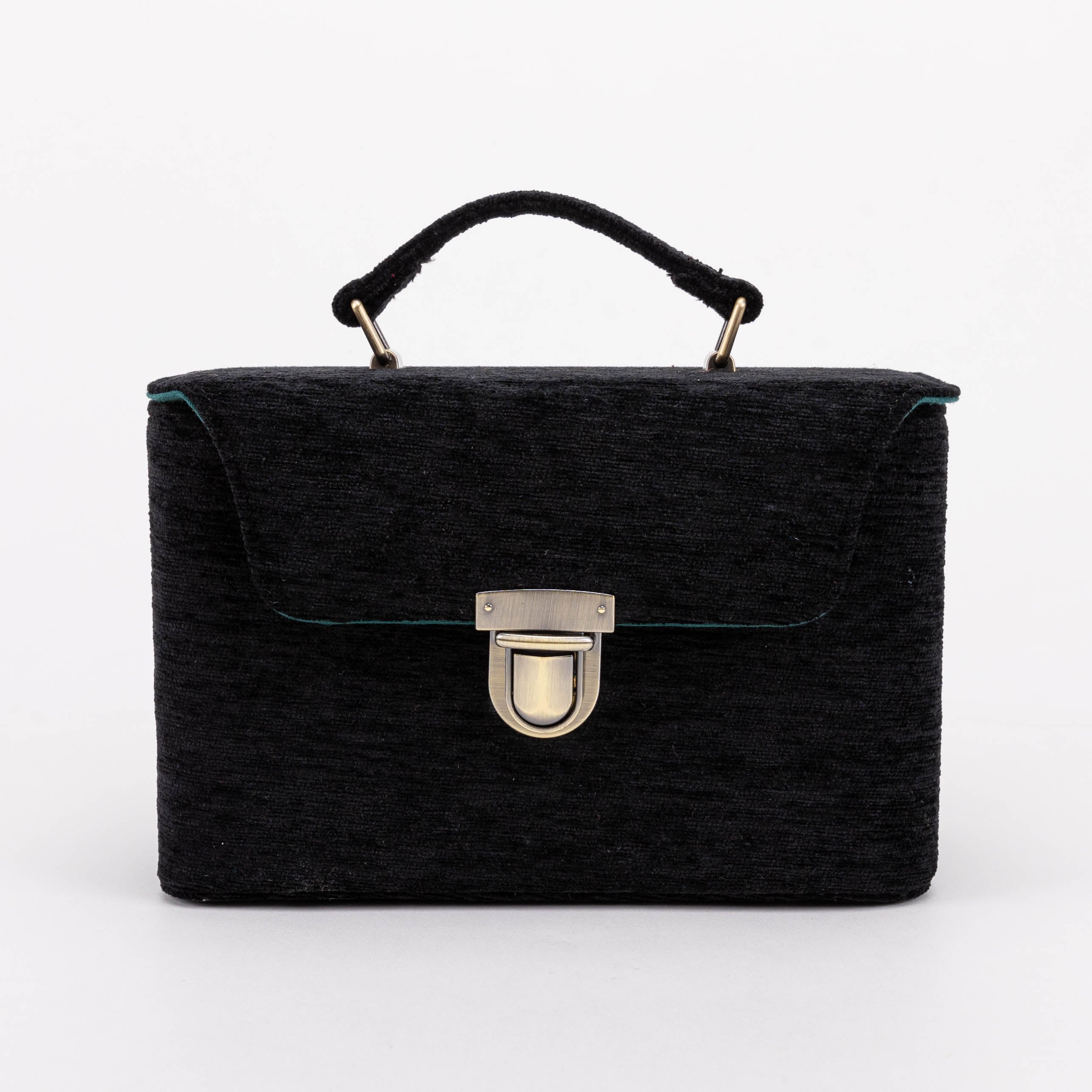 Solid Black Clara Medium Train Case Purse of America front
