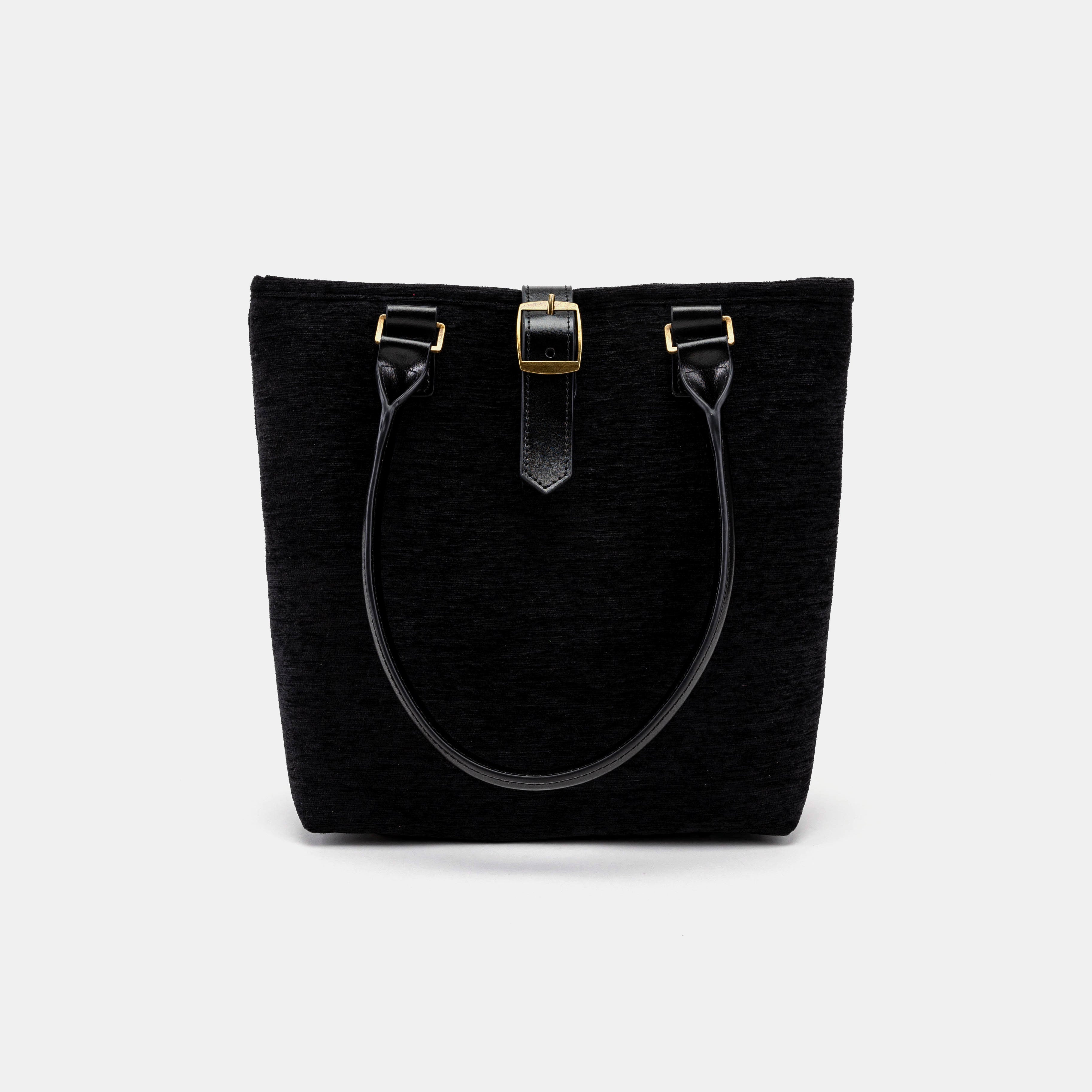 Solid Black Everyday Tote Bag of America with shoulder strap