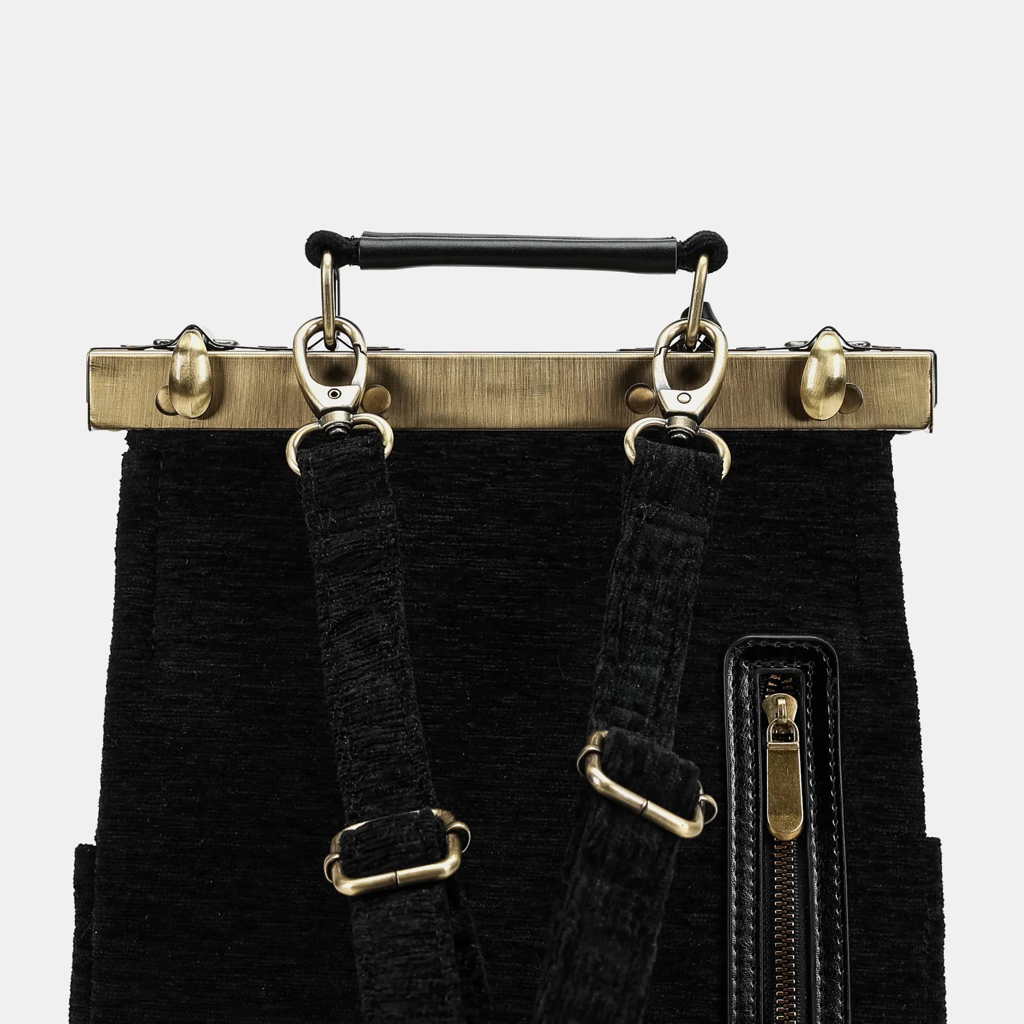 Solid Black Helena Carpet Gladstone Backpack of America back details
