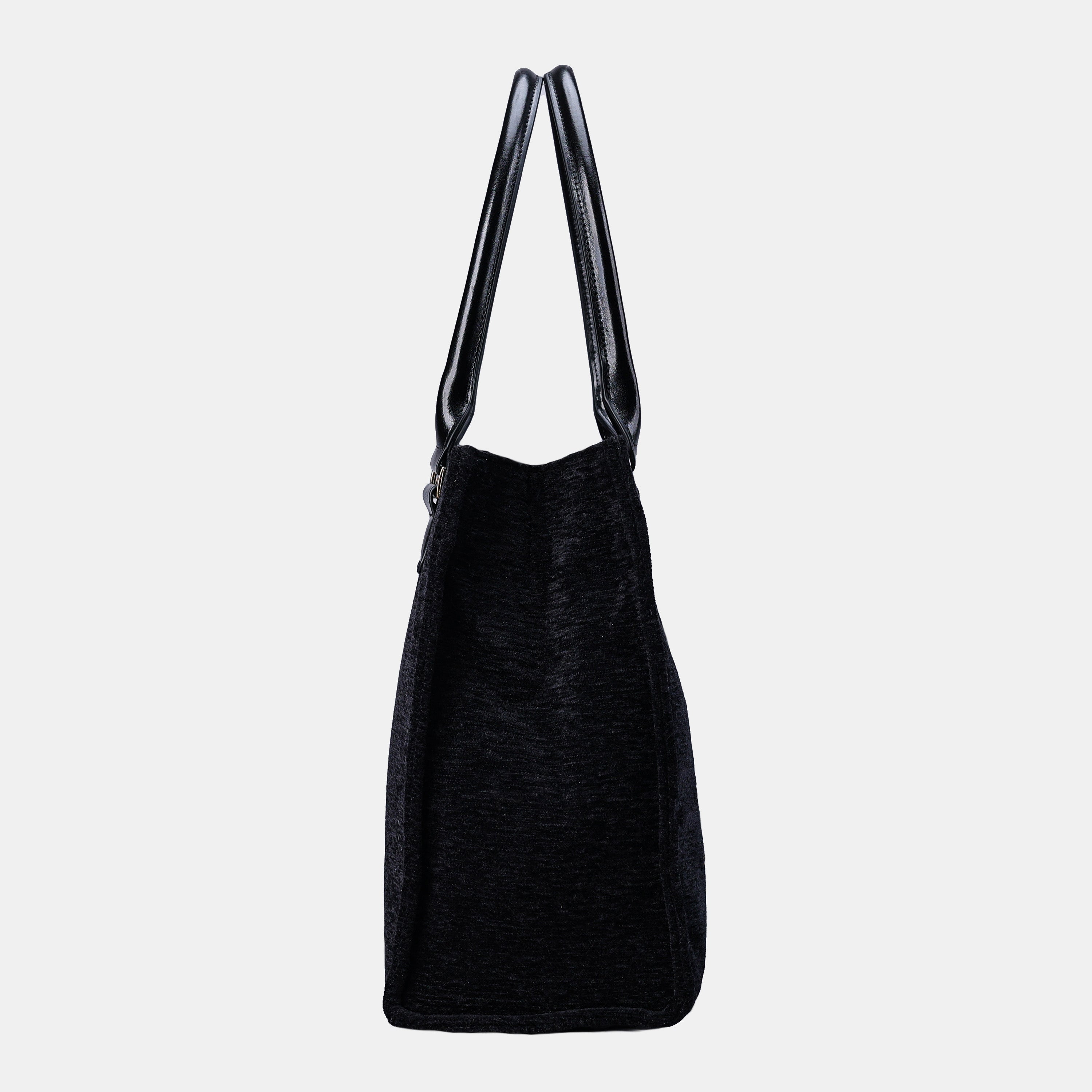 Solid Black Laptop Work Tote of America side