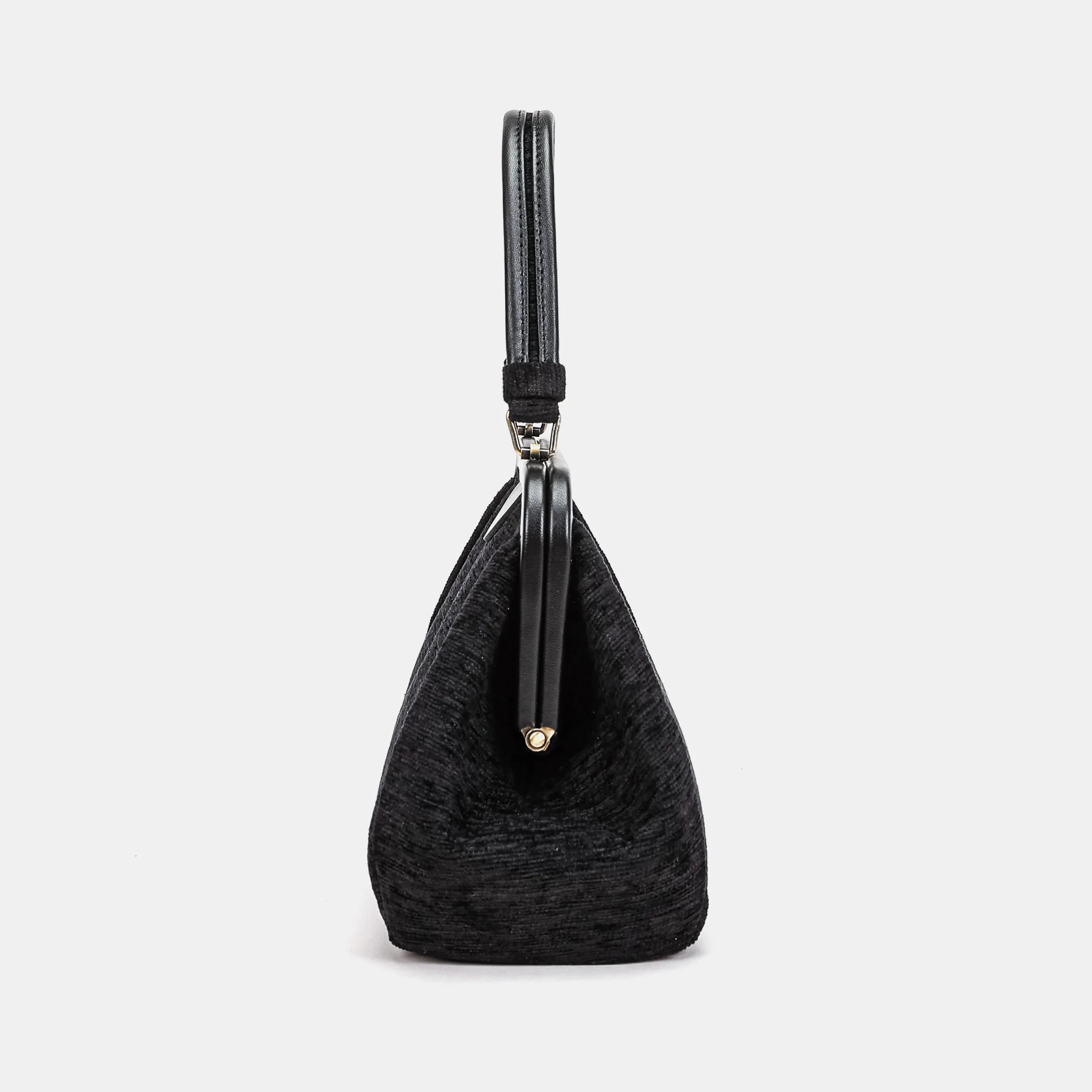 Solid Black Handle Purse Carpetbag of America side