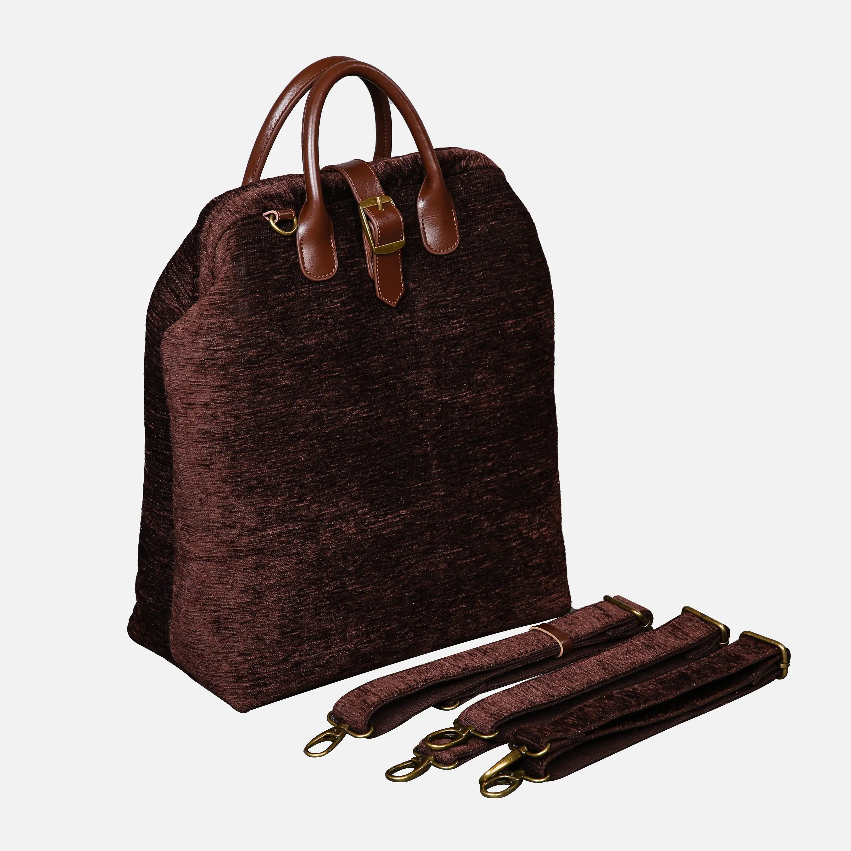Solid Coffee Carpet Laptop Backpack Carpetbag of America with shoulder straps