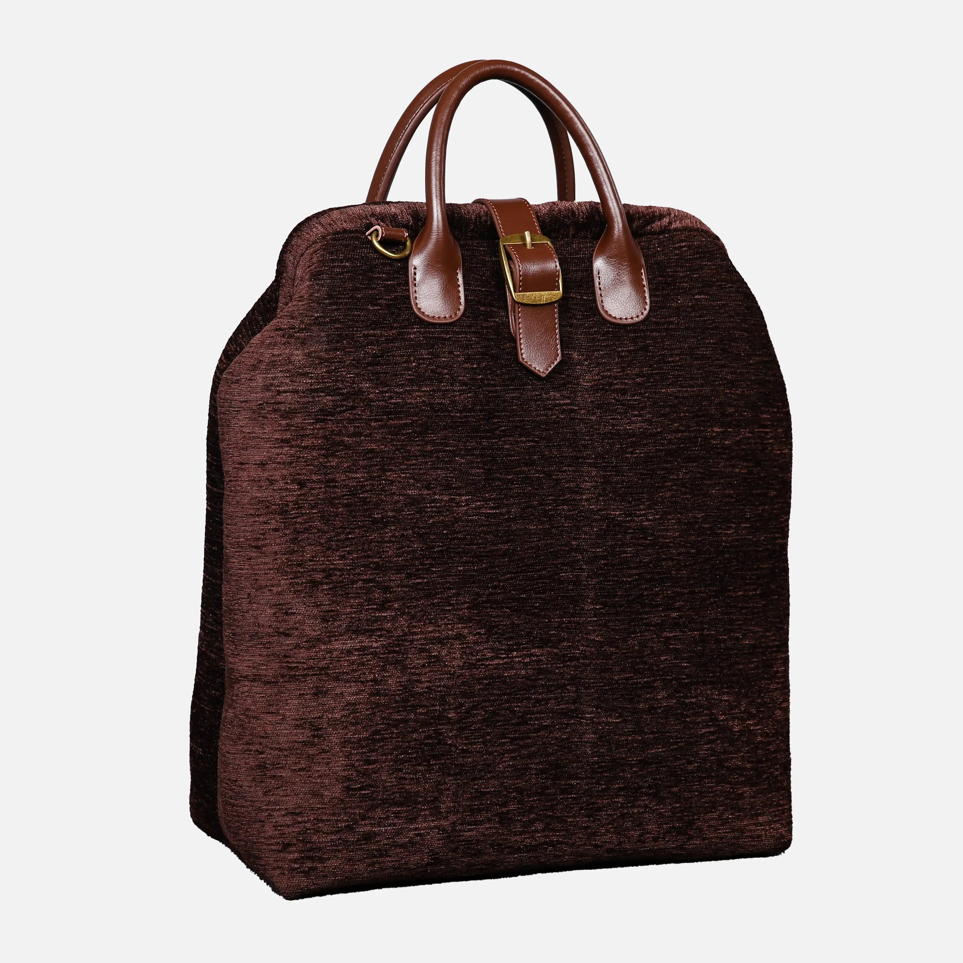 Solid Coffee Carpet Laptop Backpack Carpetbag of America front side