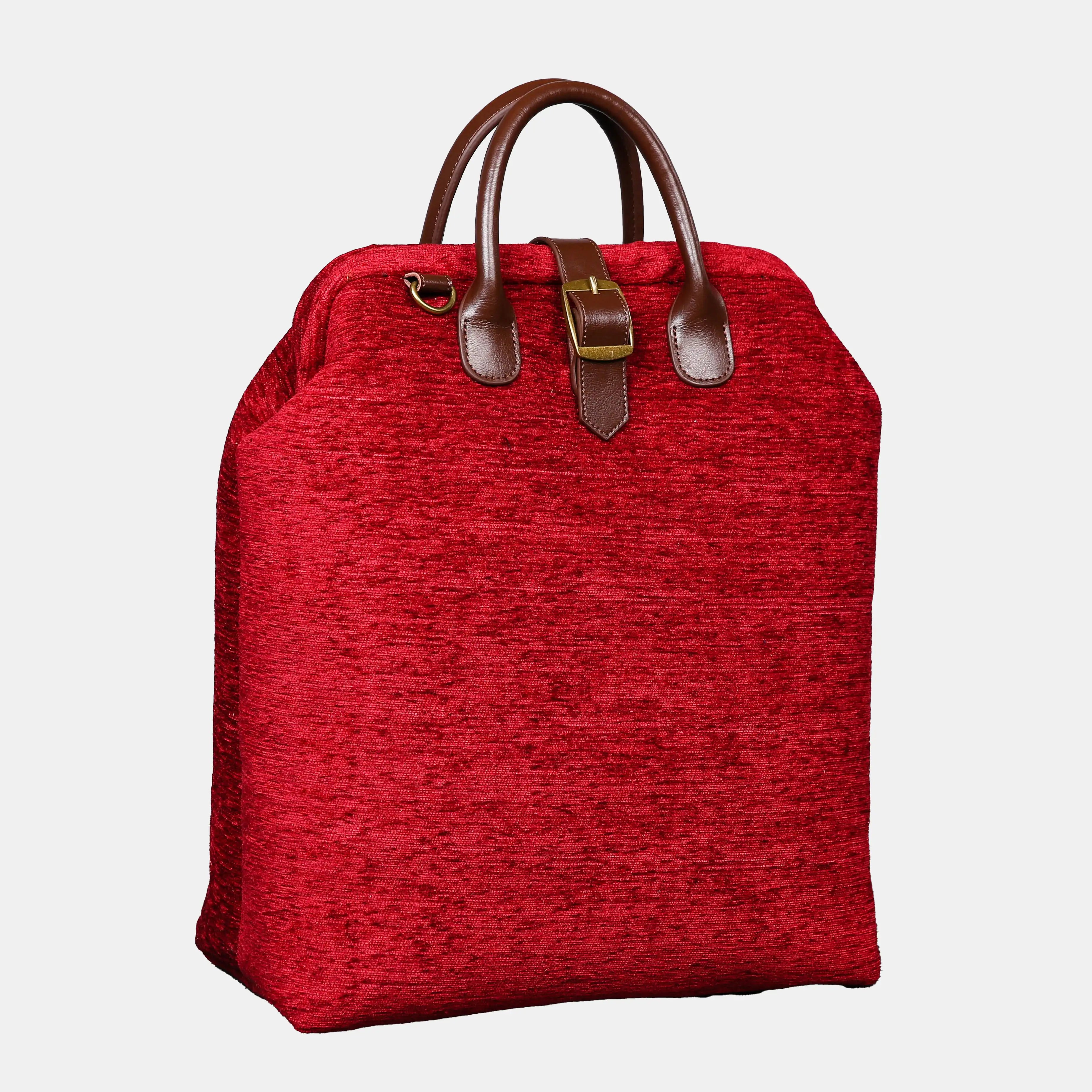 Solid Wine Carpet Laptop Backpack Carpetbag of America front side