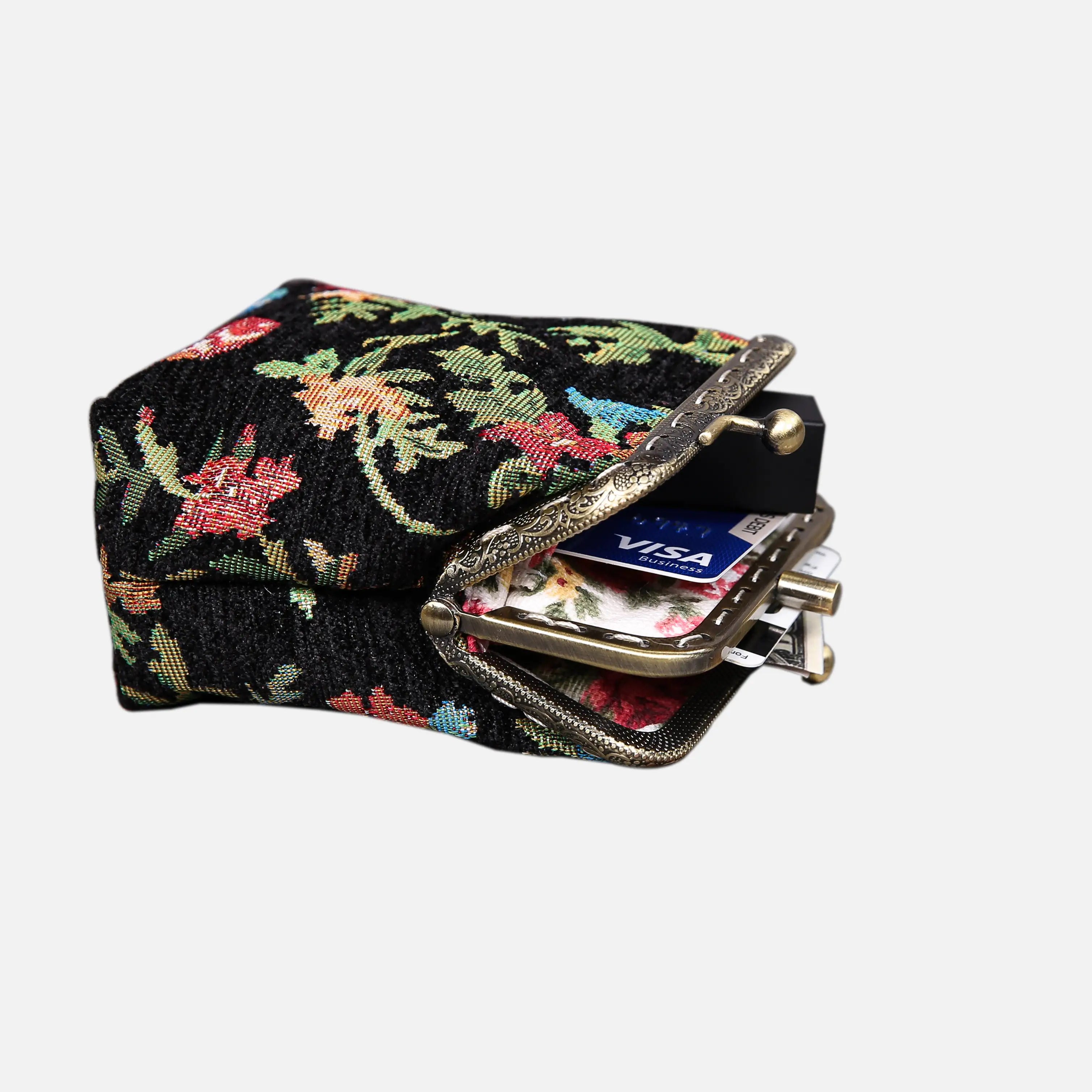 Spring Valley Black Double Kiss Clasp Coin Purse of America side-5