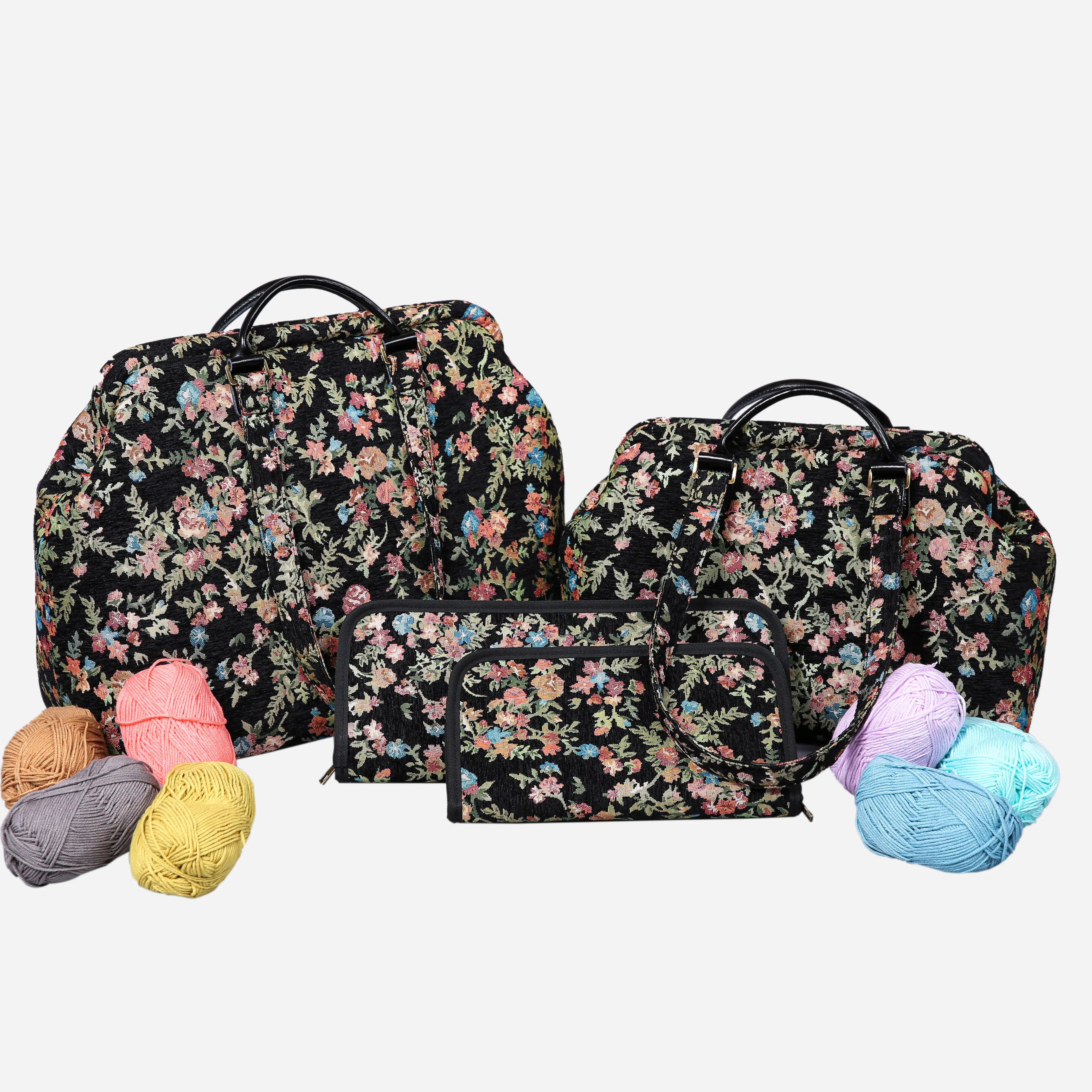 Spring Valley Black Knitting Project Bag of America-set