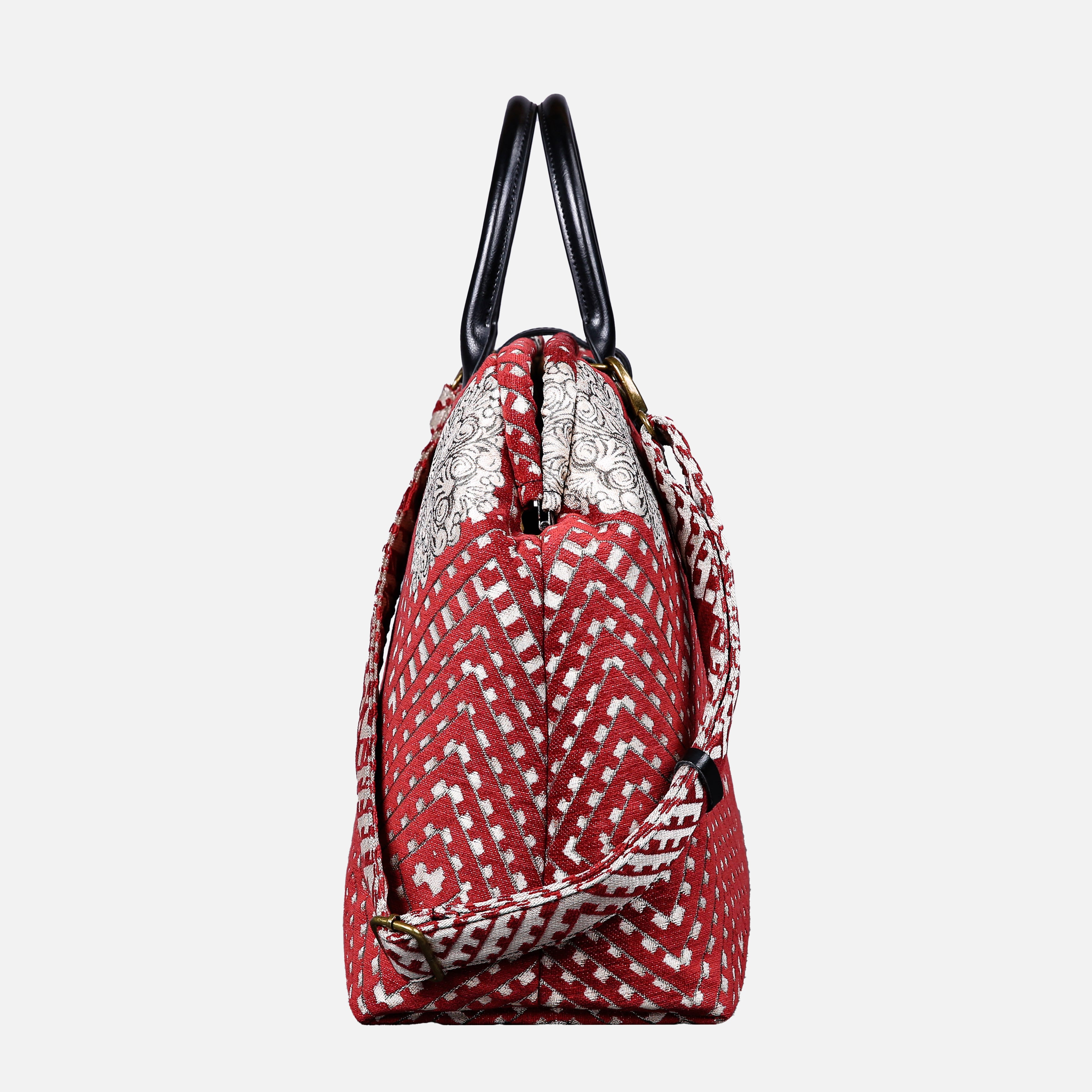 Diamond Red Mary Poppins Weekender carpet bag MCW Handmade side