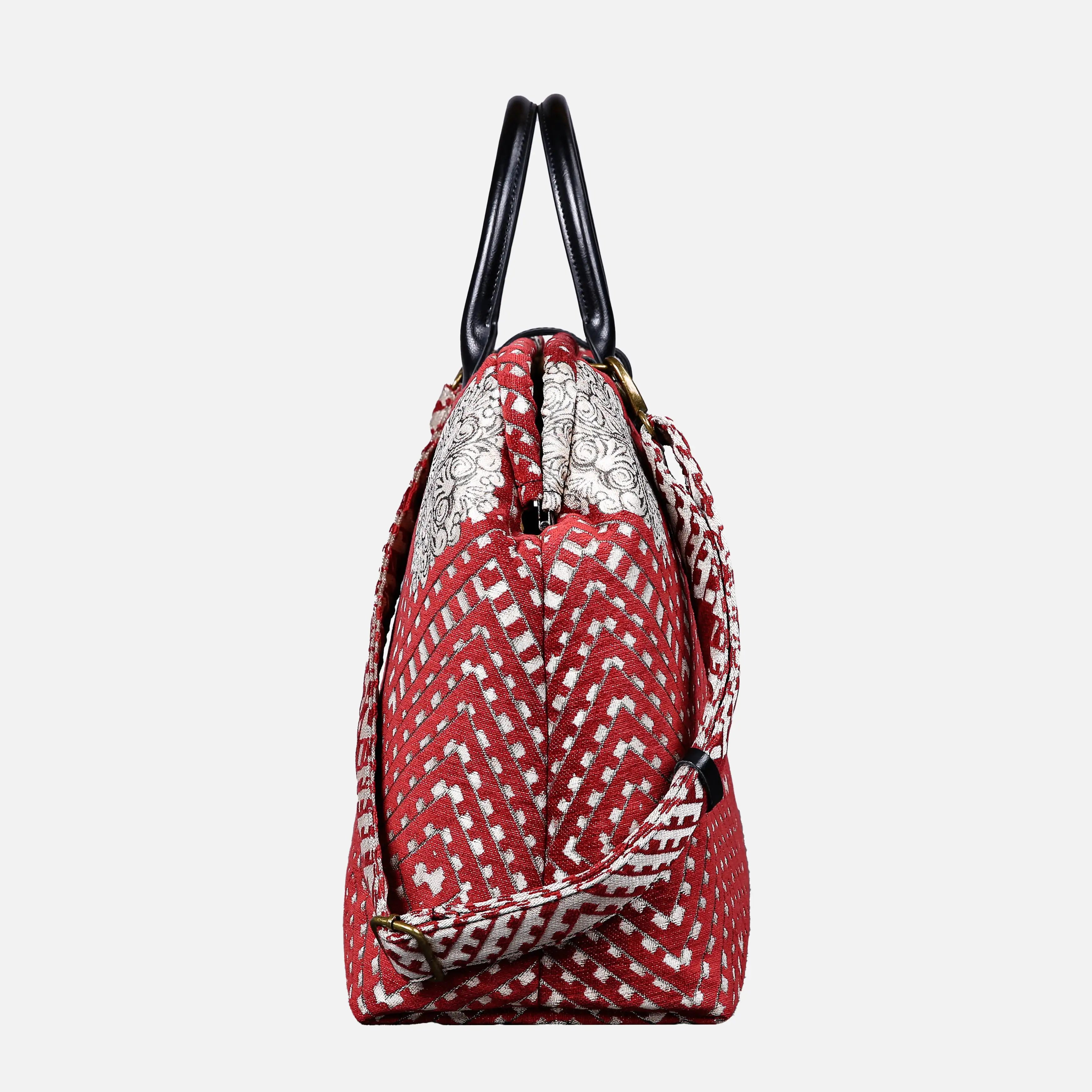 Diamond Red Mary Poppins Weekender carpet bag MCW Handmade side