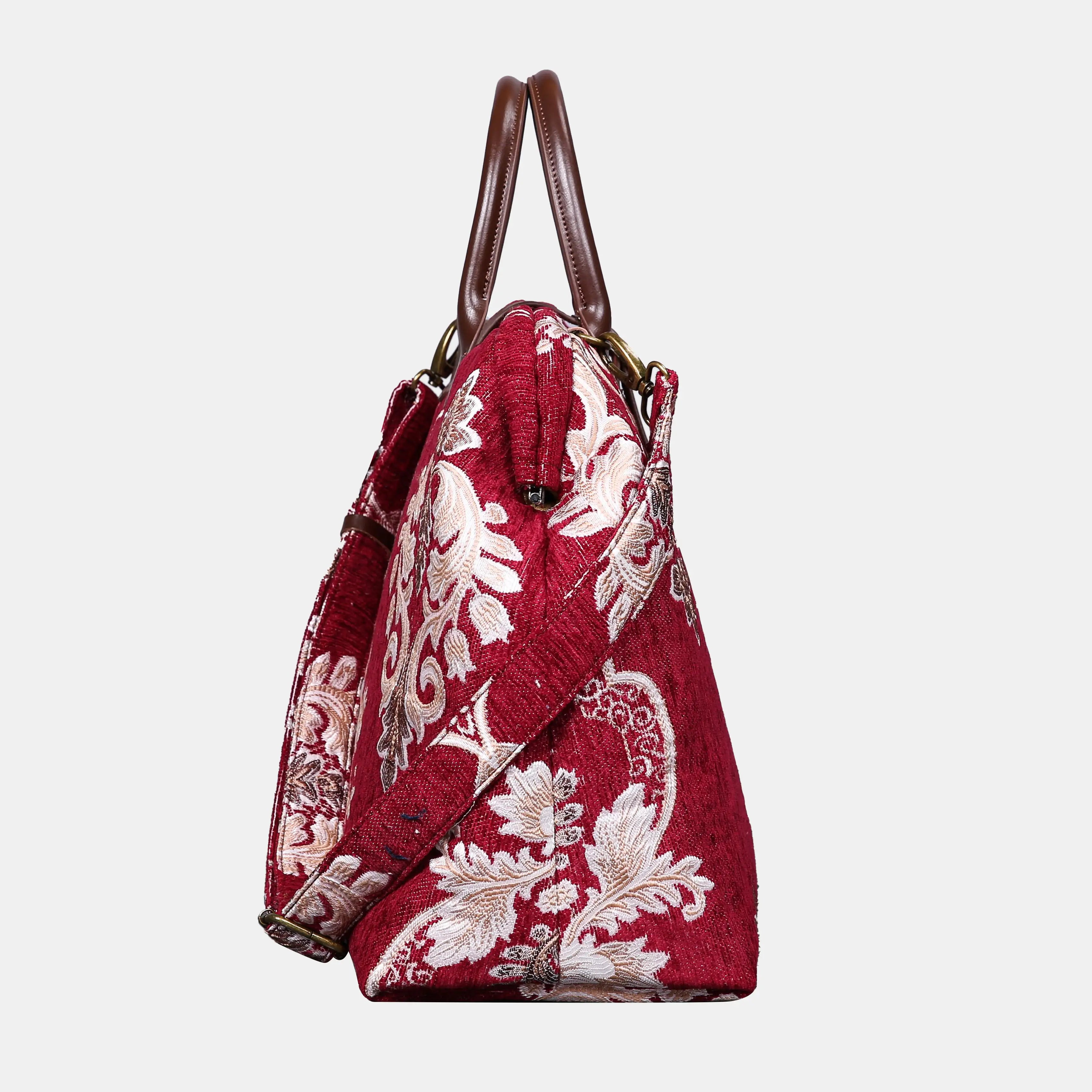 Inferriata Red Mary Poppins Weekender carpet bag MCW Handmade side