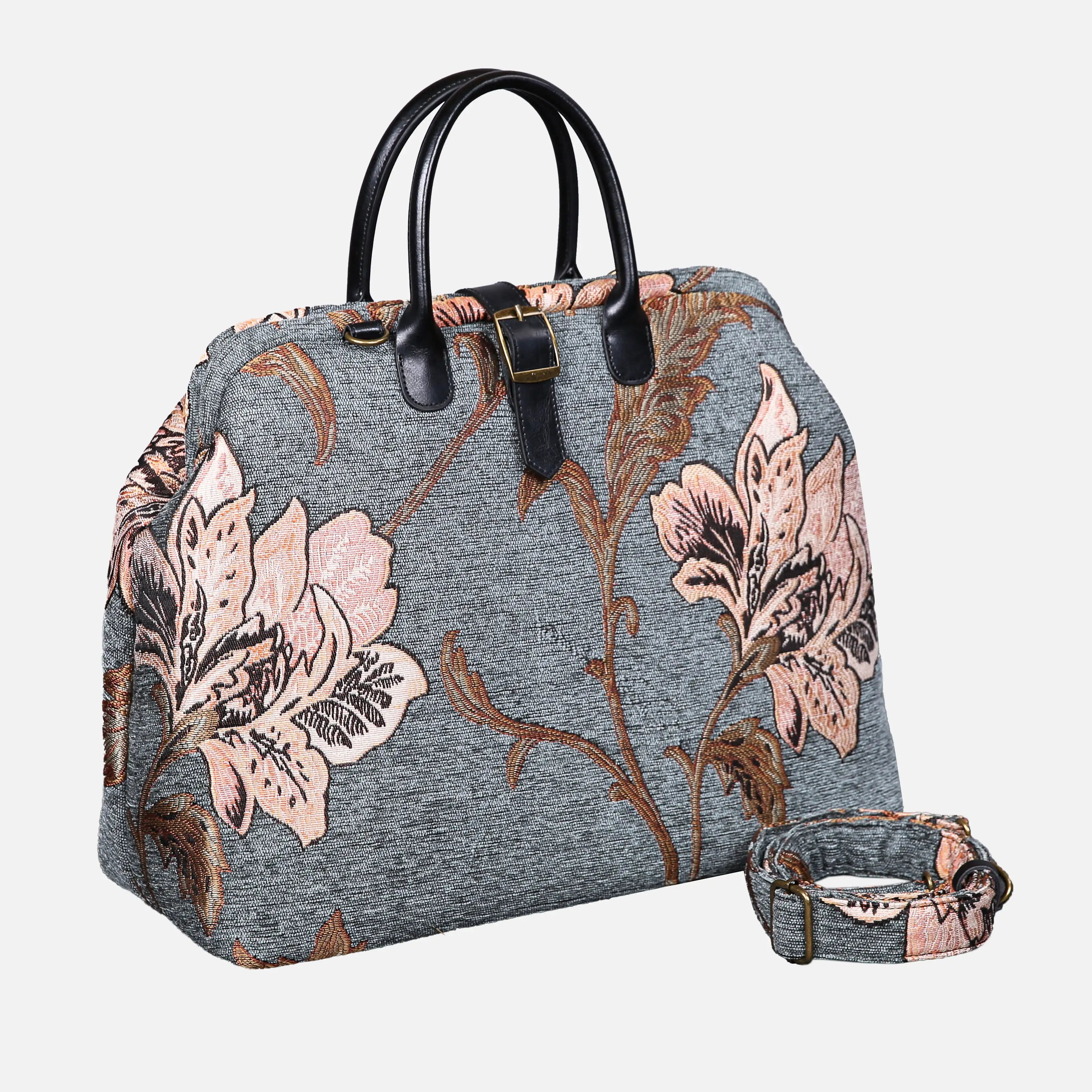 Magnolia Flower Mary Poppins Weekender Carpetbag of America with shoulder strap