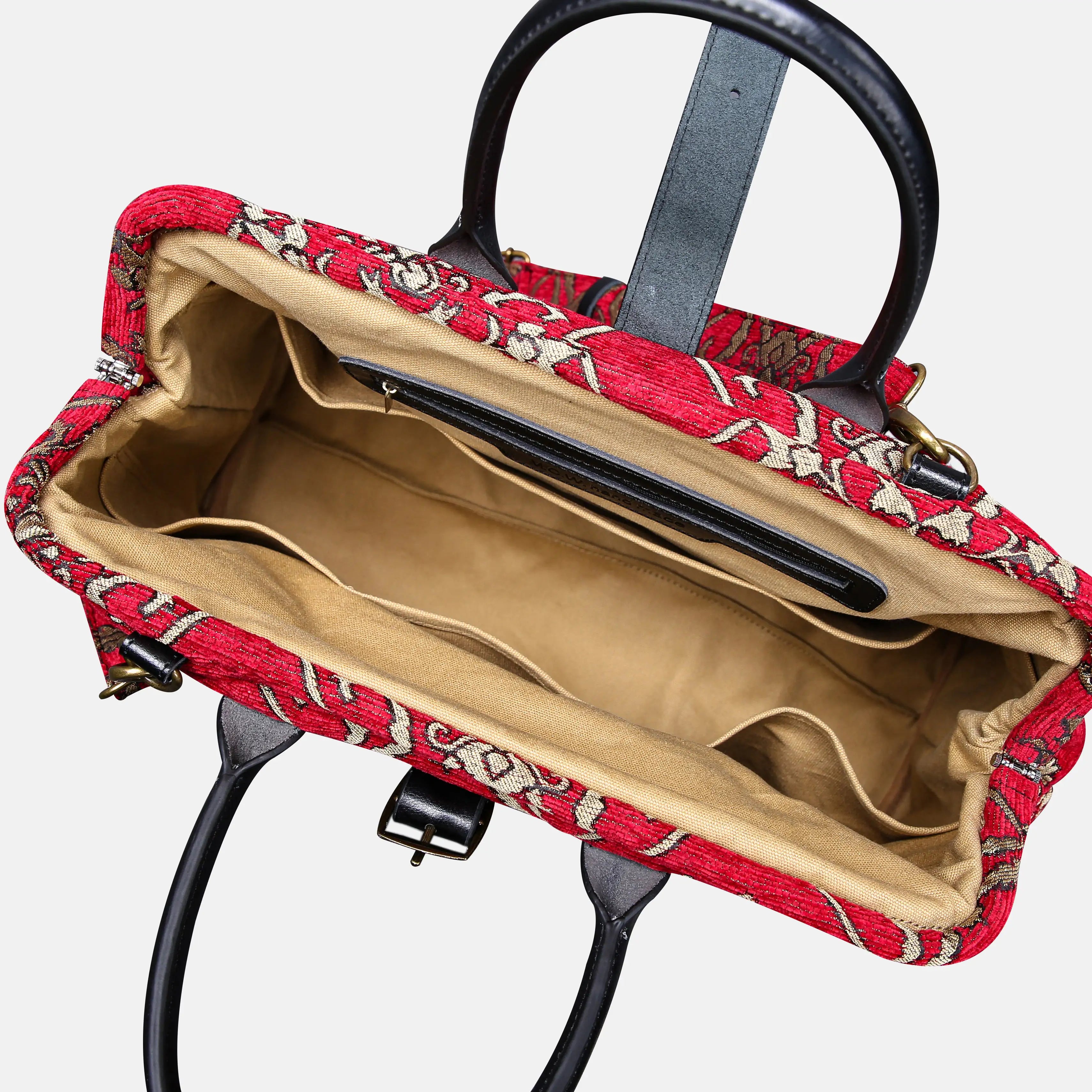 Carnaby Red Mary Poppins Weekender Carpetbag of America open