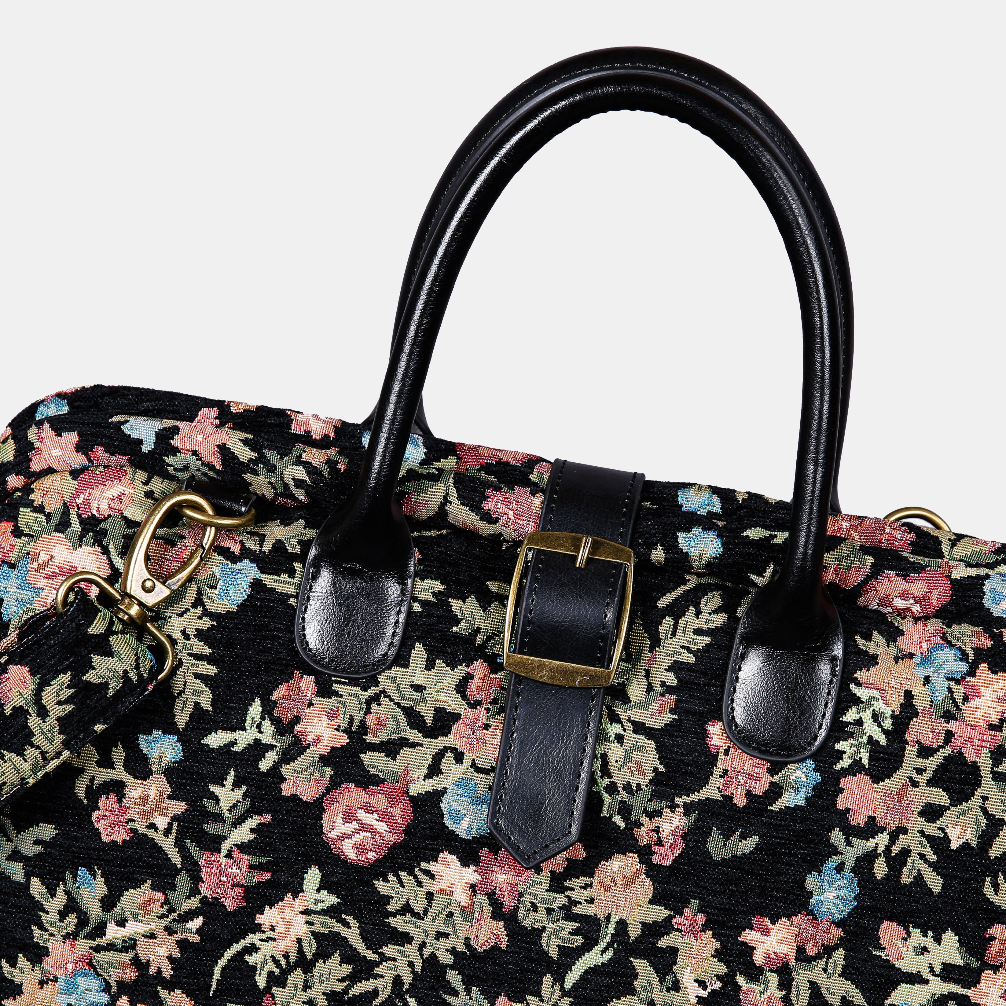 Spring Valley Black Mary Poppins Weekender Carpetbag of America buckle
