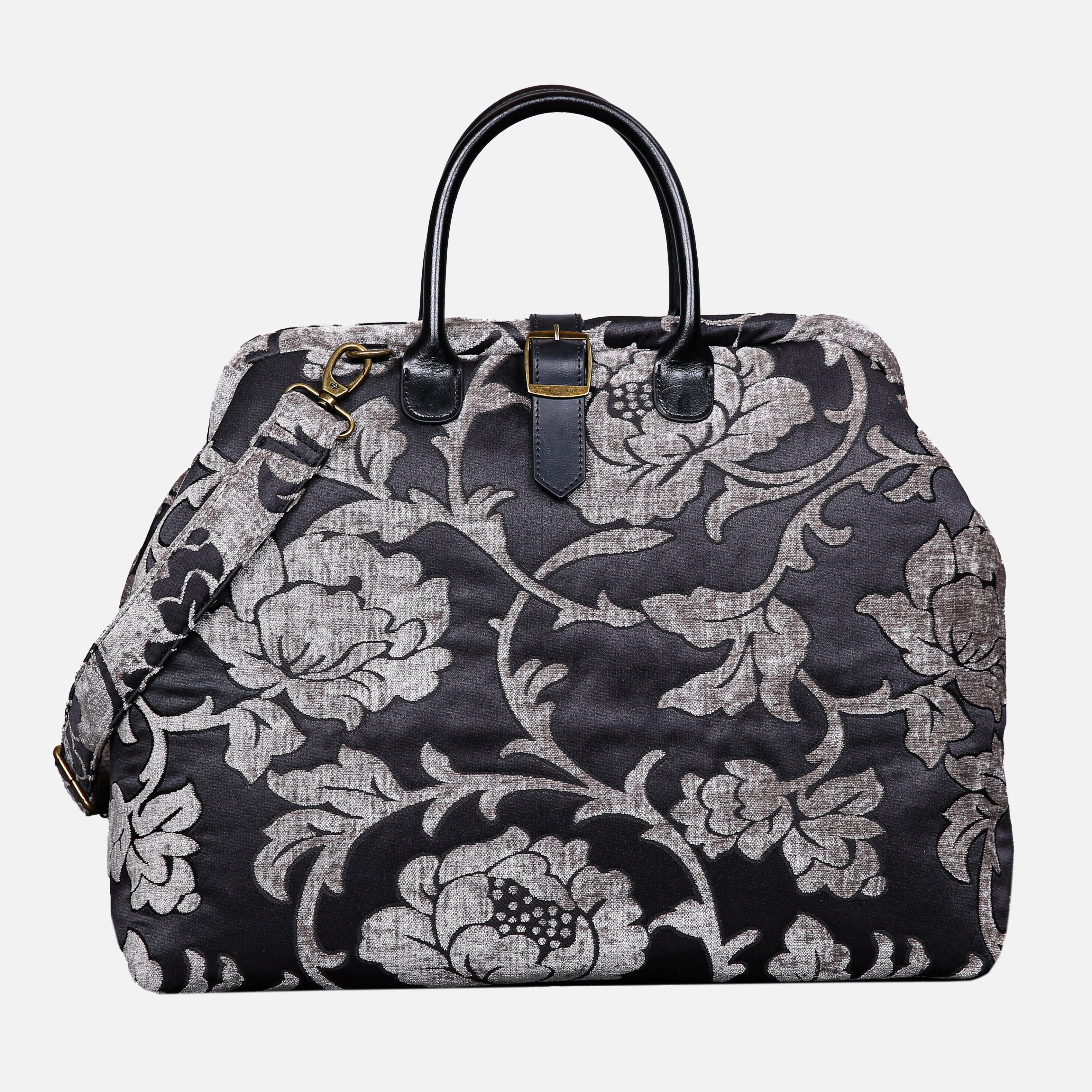 Floral Brocade Grey Mary Poppins Weekender carpet bag MCW Handmade