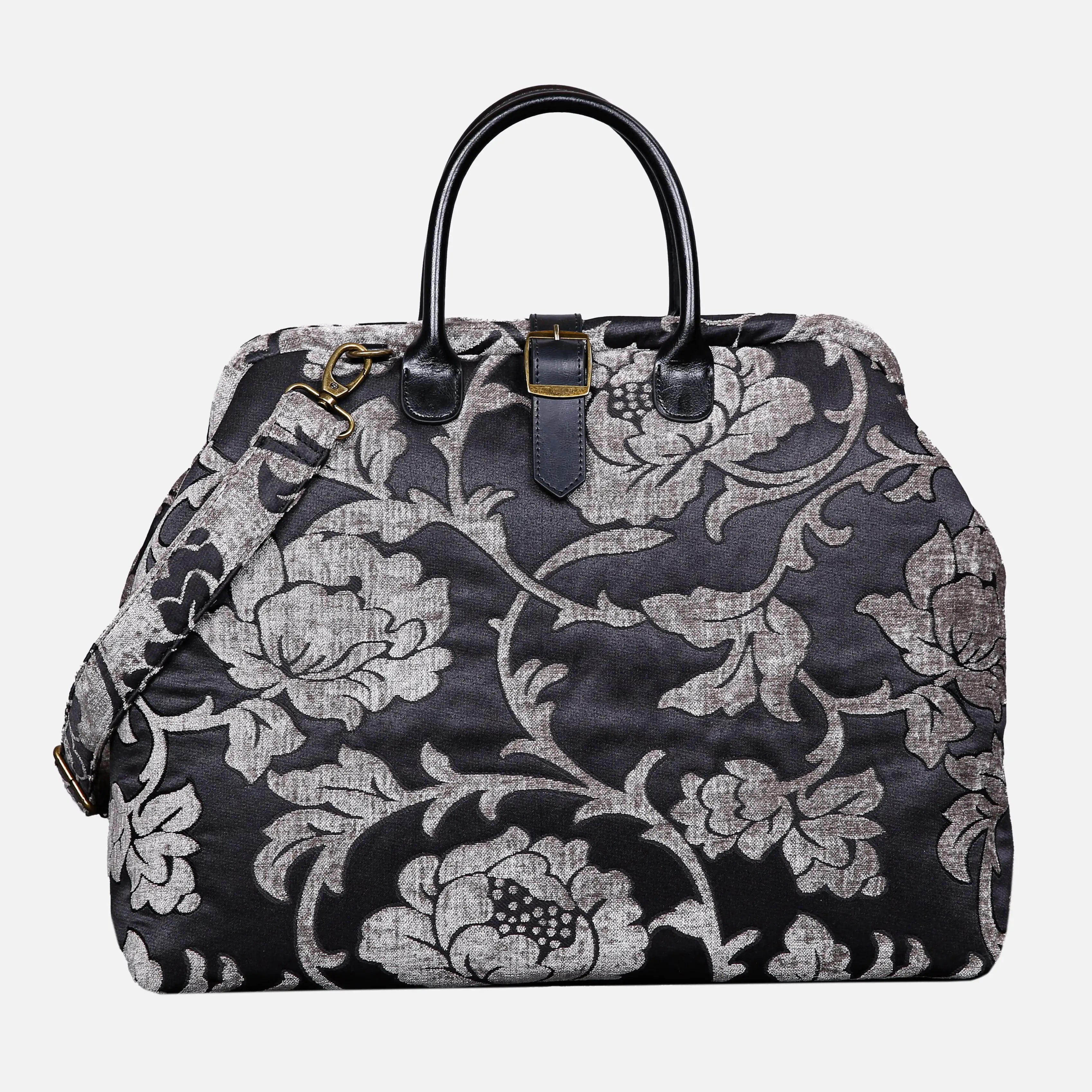 Floral Brocade Grey Mary Poppins Weekender Carpetbag of America main