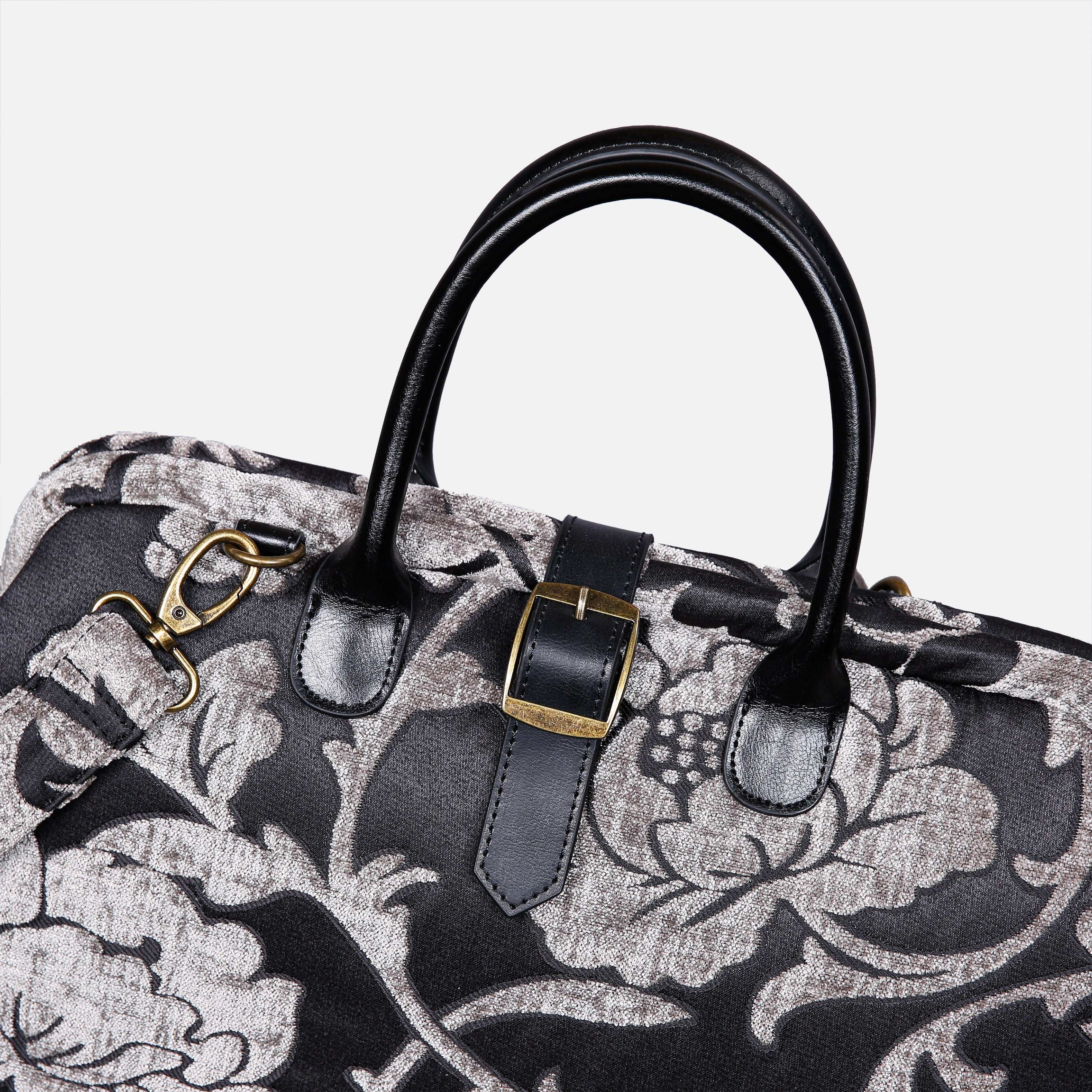 Floral Brocade Grey Mary Poppins Weekender carpet bag MCW Handmade-6