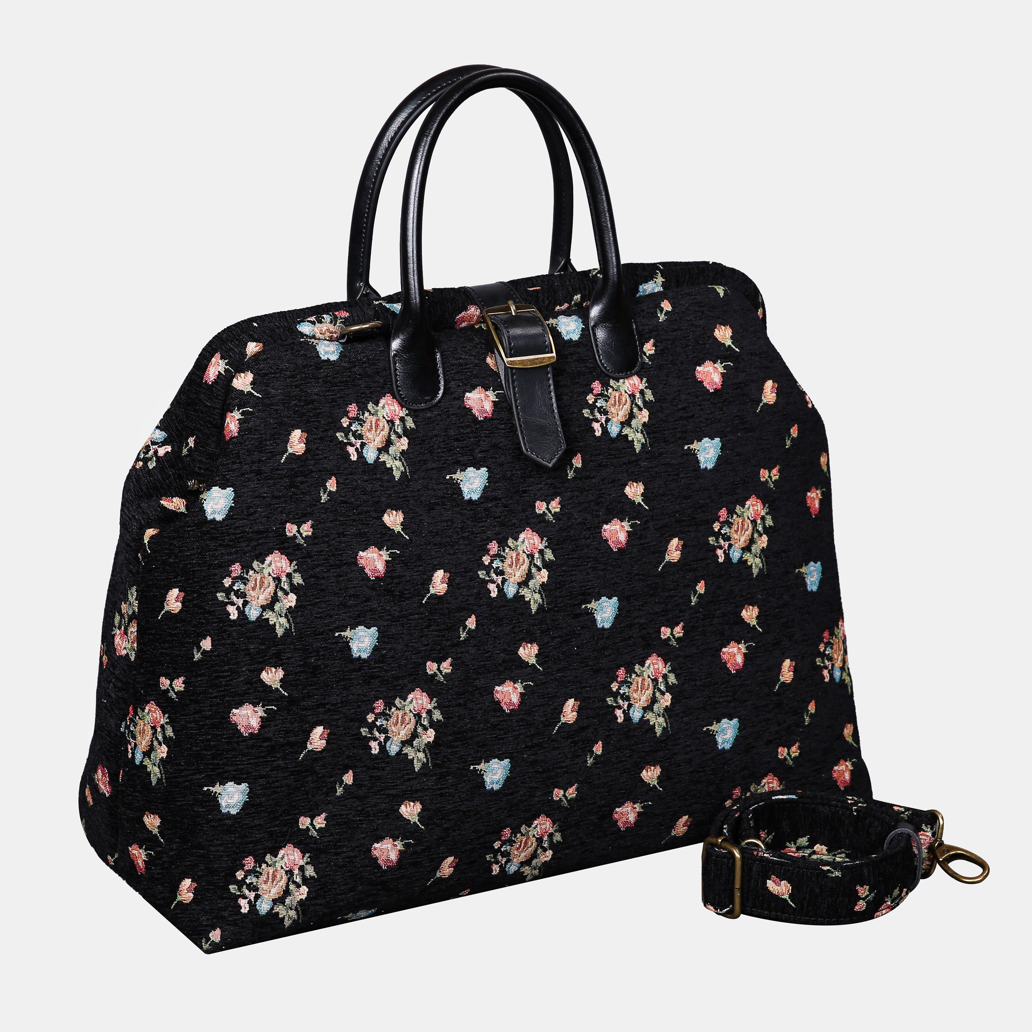 Bouquets Black Mary Poppins Weekender carpet bag MCW Handmade-1