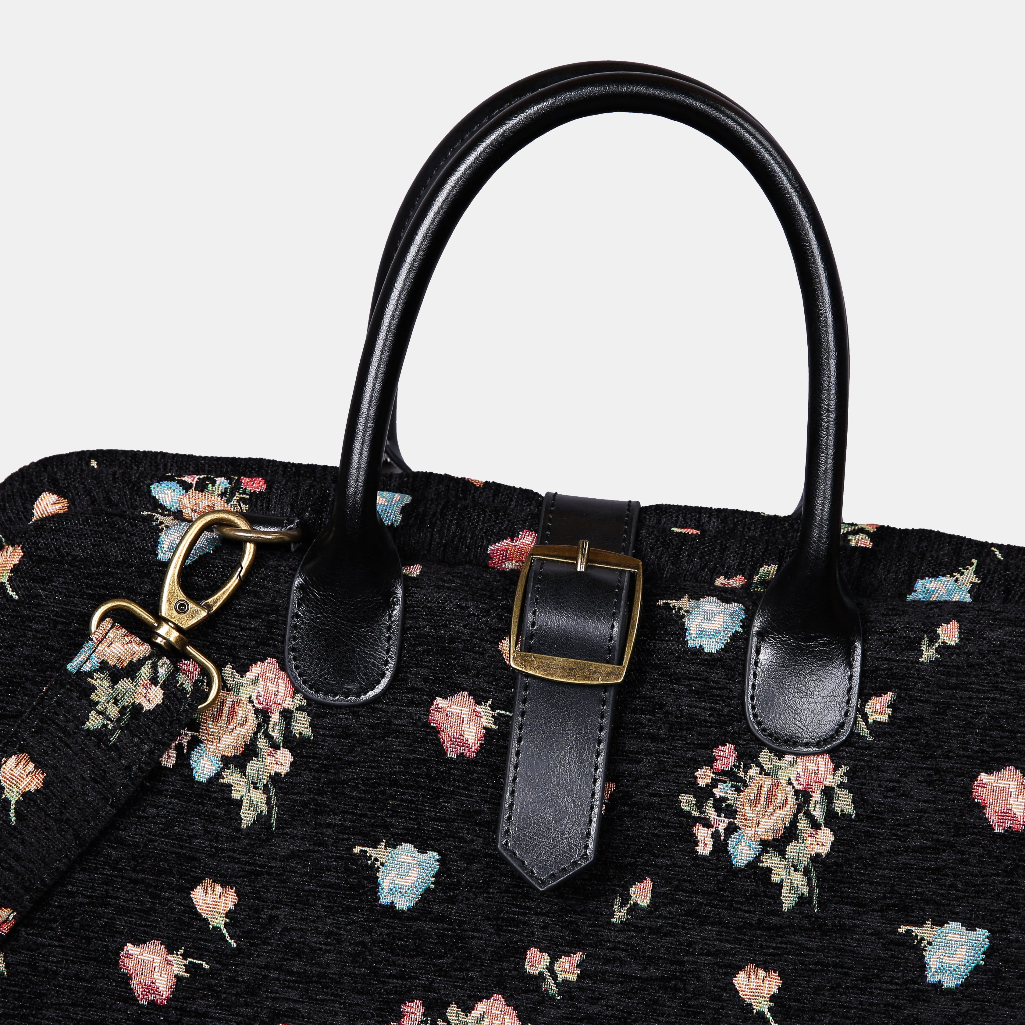 Bouquets Black Mary Poppins Weekender carpet bag MCW Handmade-6