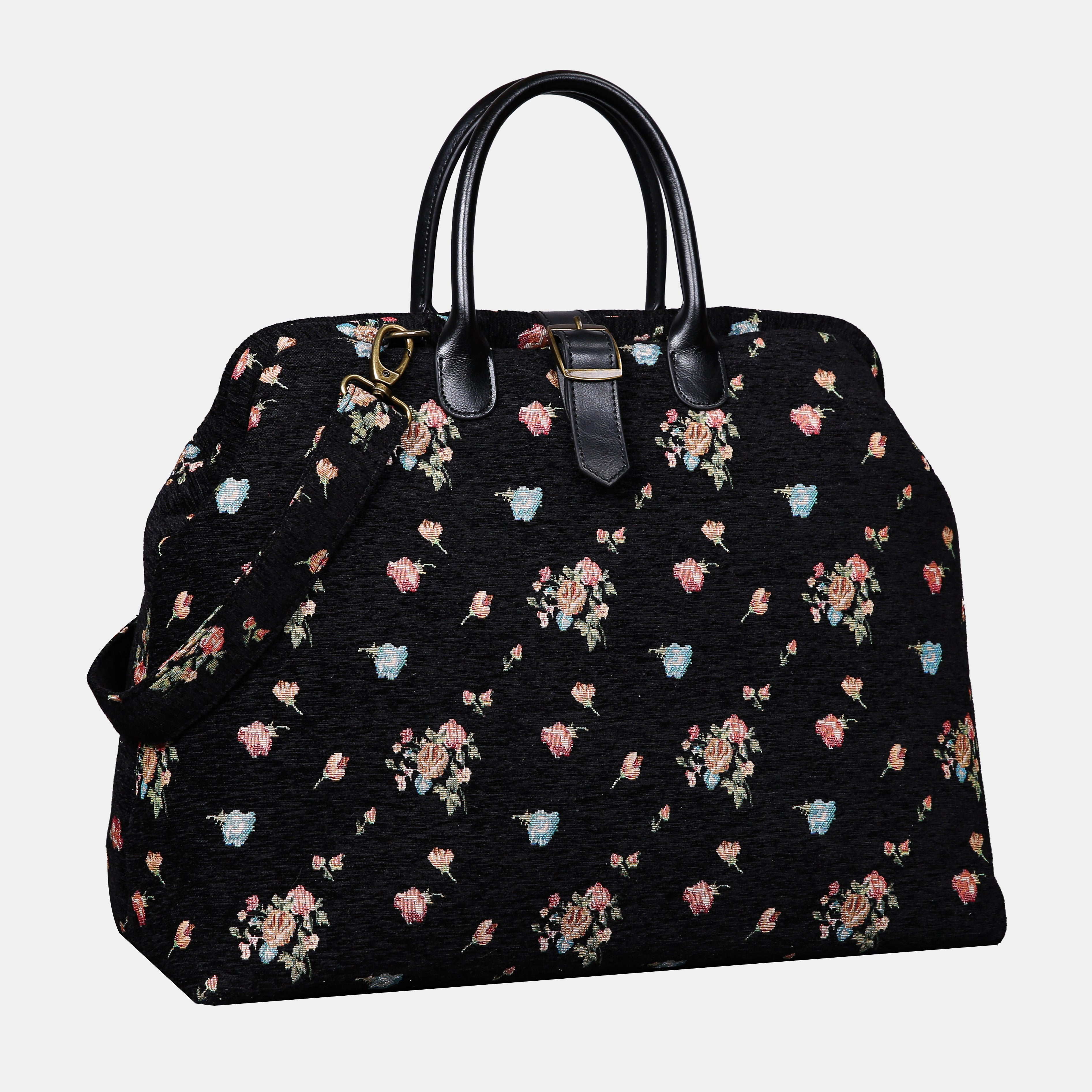 Bouquets Black Mary Poppins Weekender carpet bag MCW Handmade-2