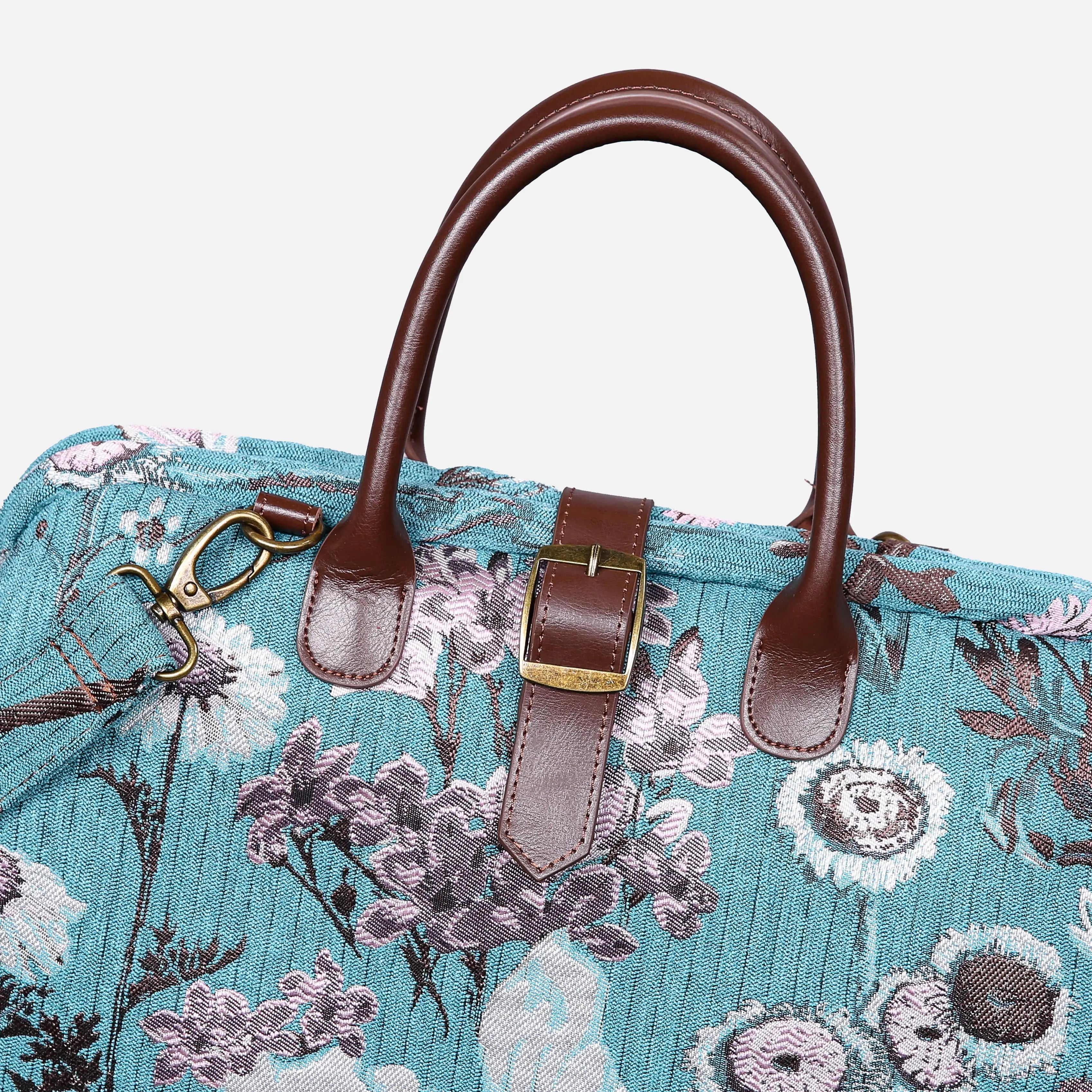 Jasmine Teal Mary Poppins Weekender Carpetbag of America buckle