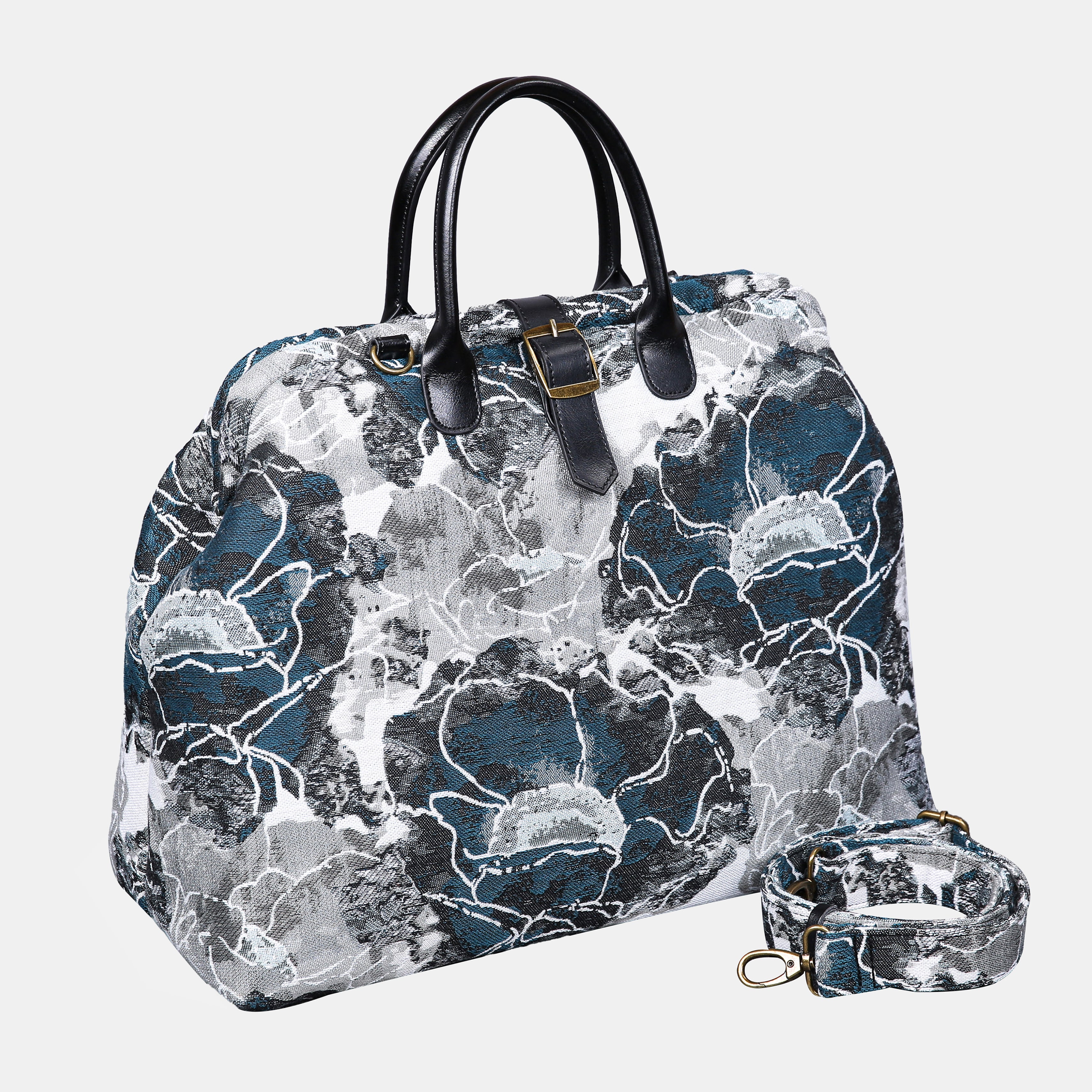 Fantastic Bloom Grey Mary Poppins Weekender carpet bag MCW Handmade-2