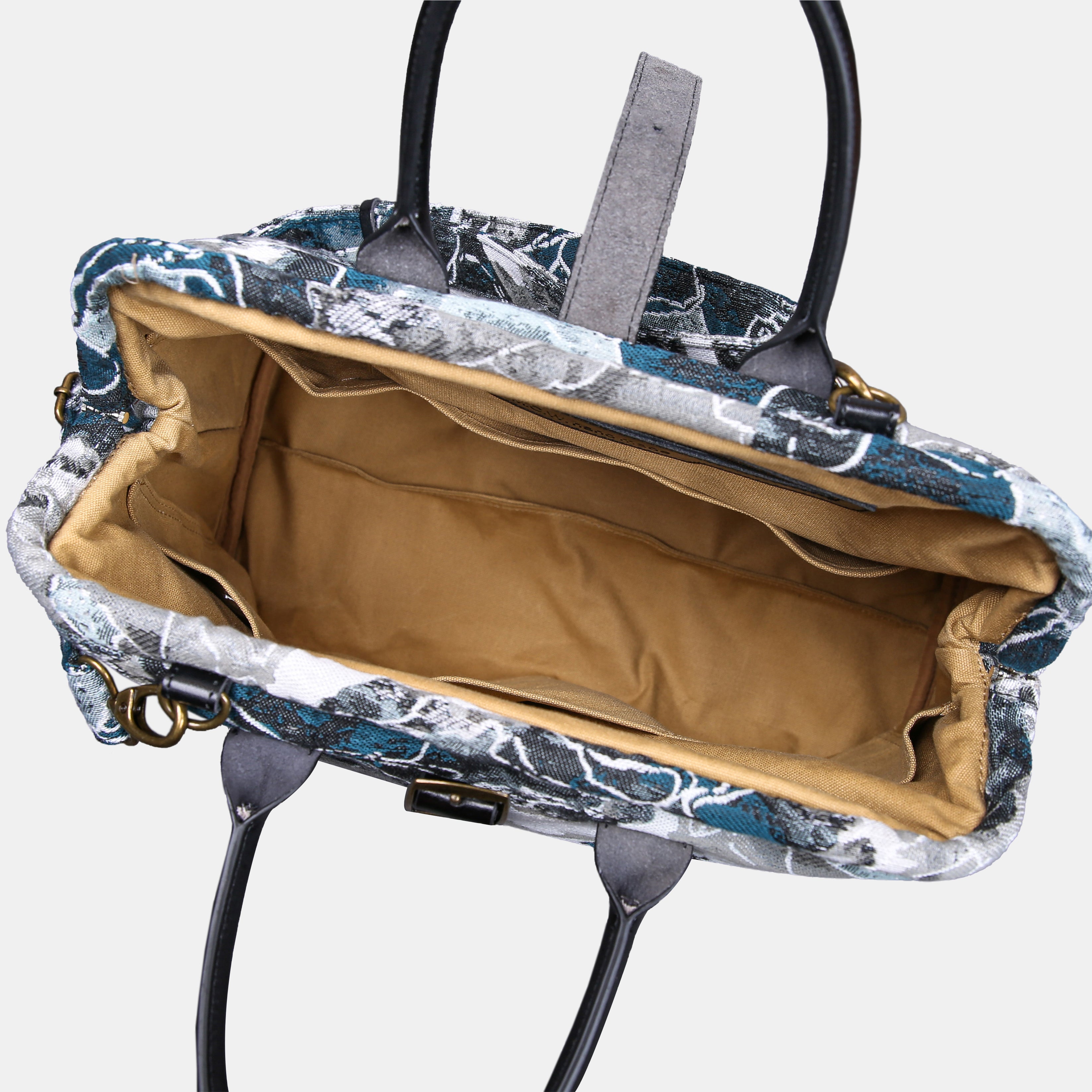 Fantastic Bloom Grey Mary Poppins Weekender carpet bag MCW Handmade-5