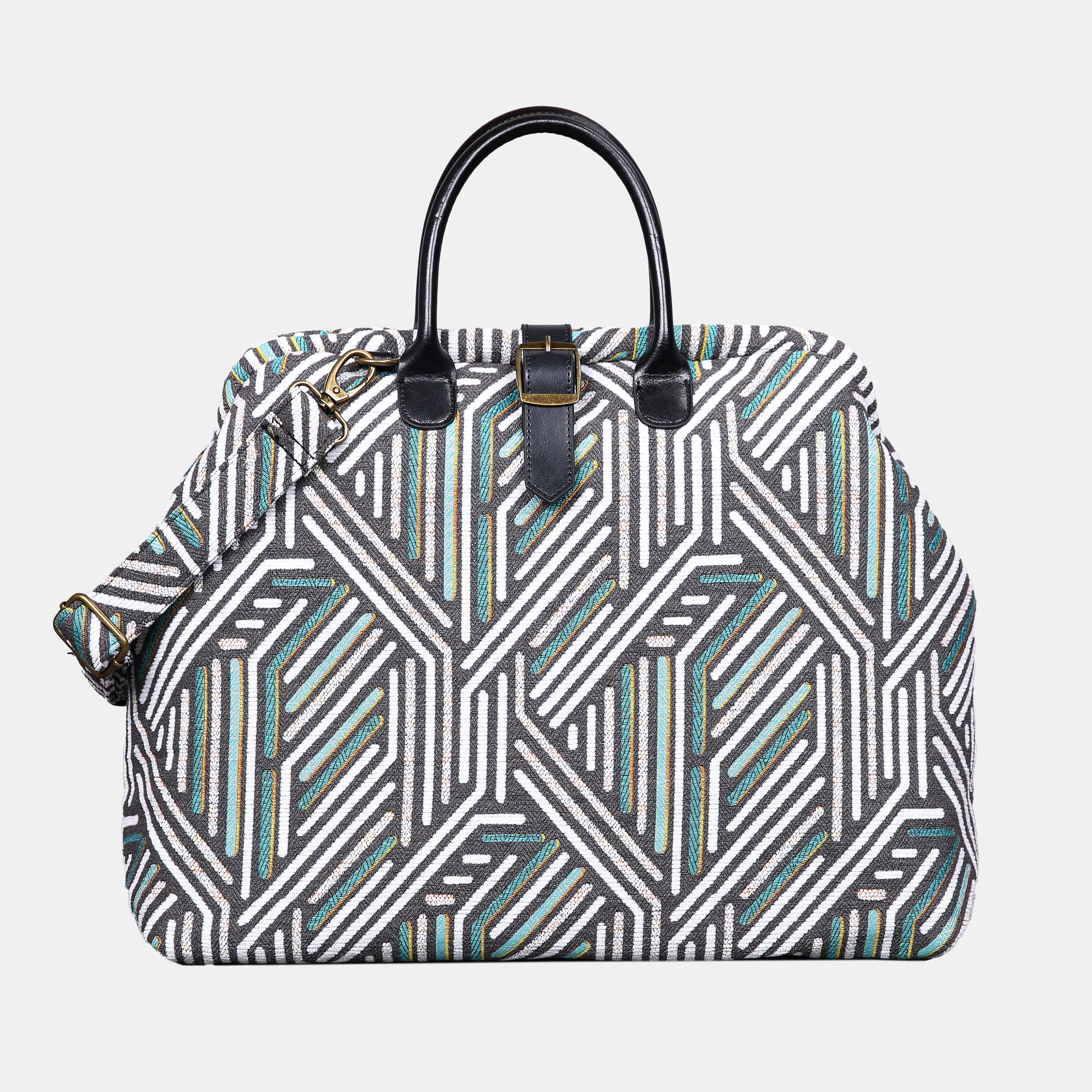 Geometric Green Mary Poppins Weekender carpet bag MCW Handmade