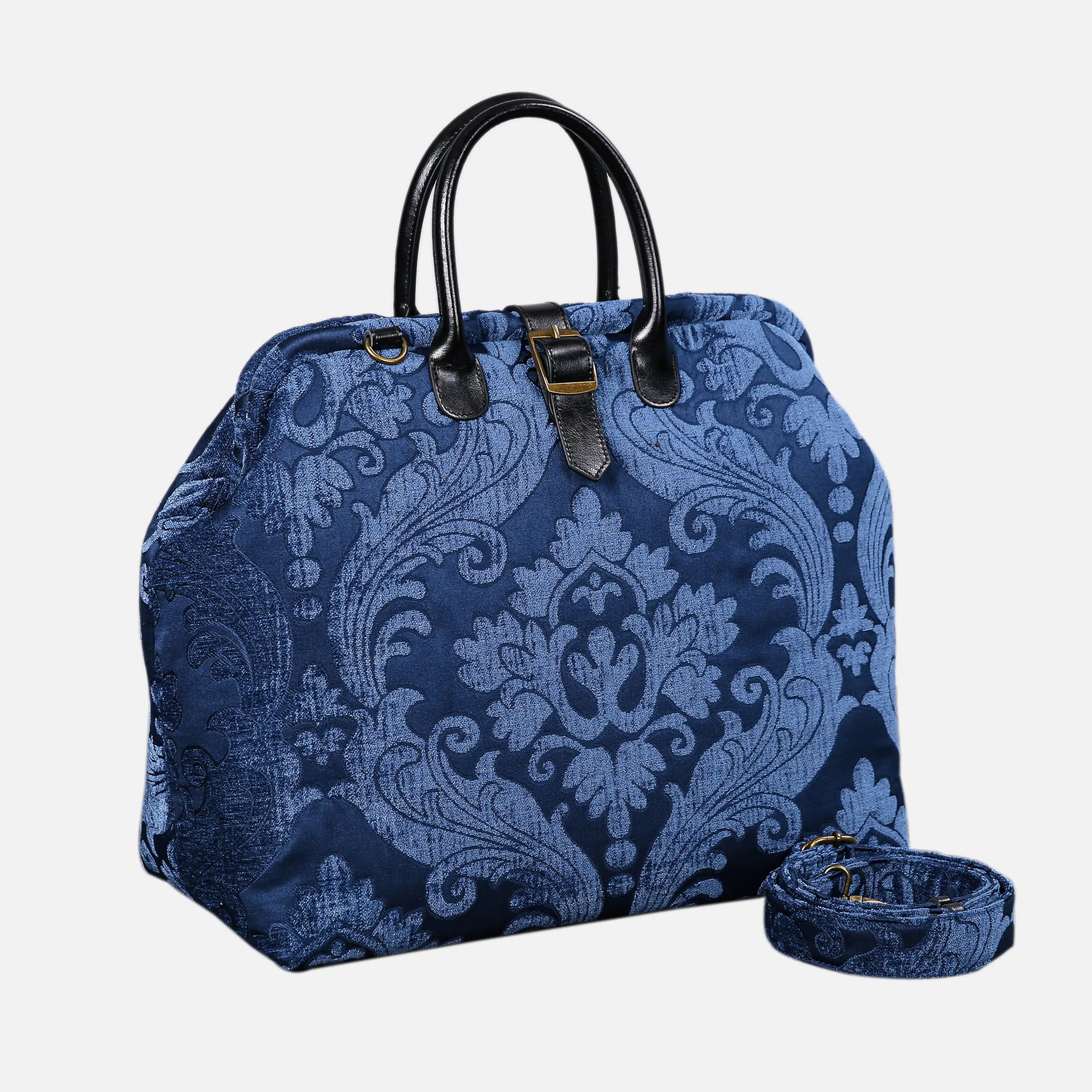 Queen Royal Blue Mary Poppins Weekender Carpetbag of America with shoulder strap
