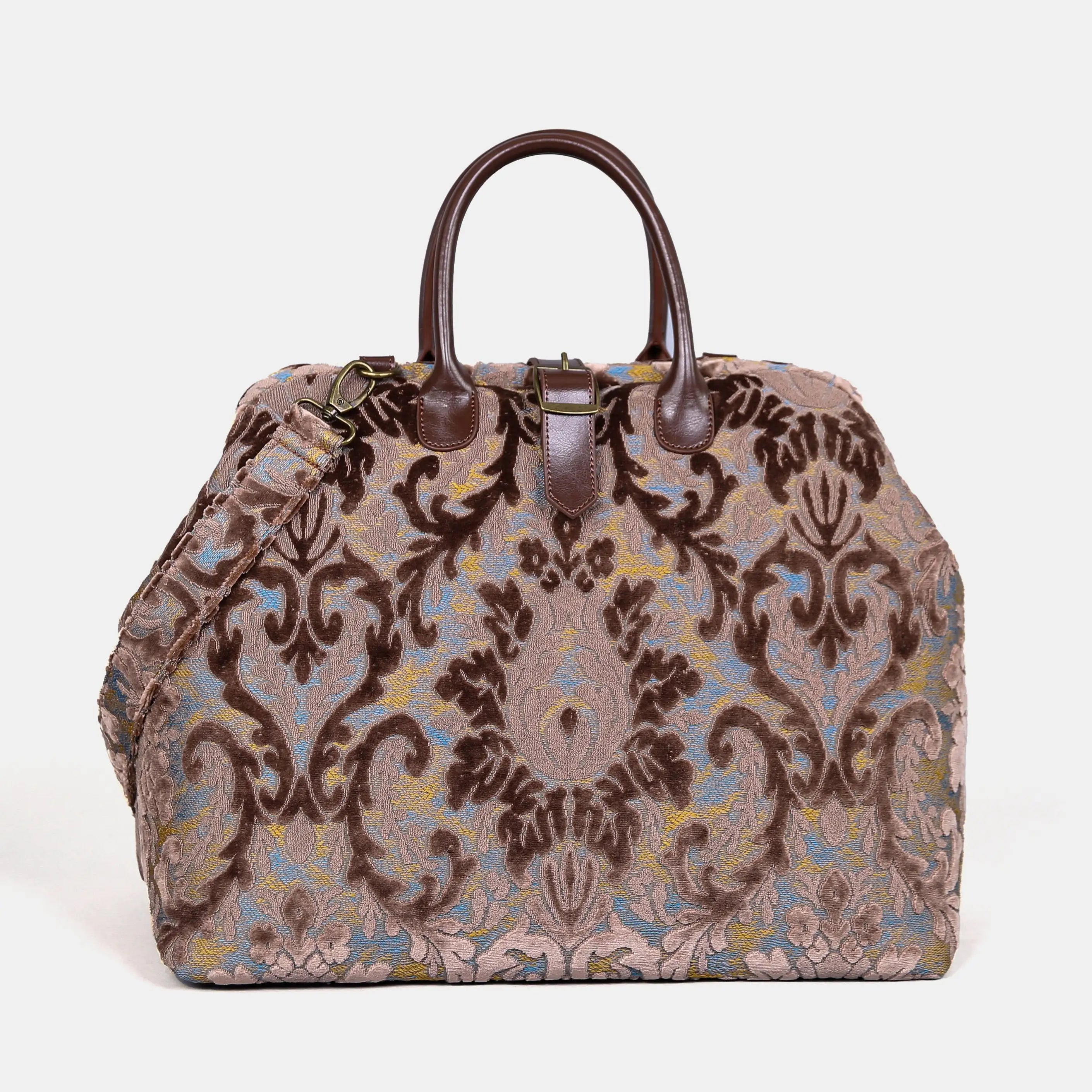 Burnout Velvet Camel Mary Poppins Weekender Carpetbag of America main
