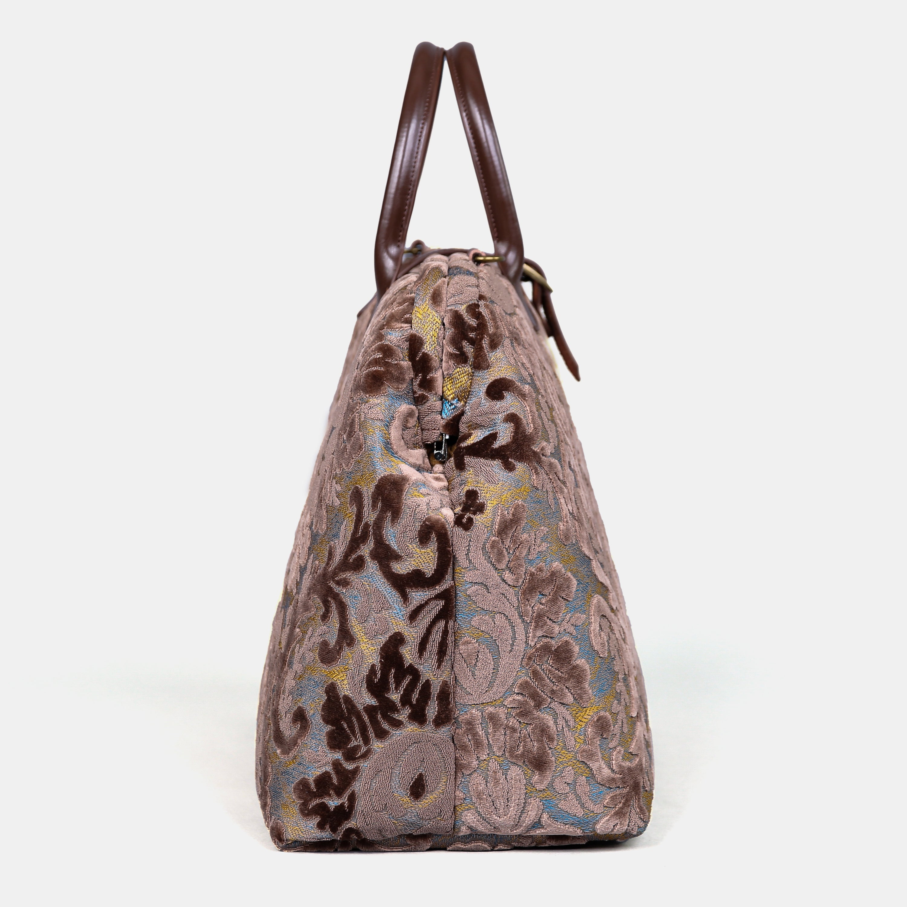 Burnout Velvet Camel Mary Poppins Weekender carpet bag MCW Handmade-2