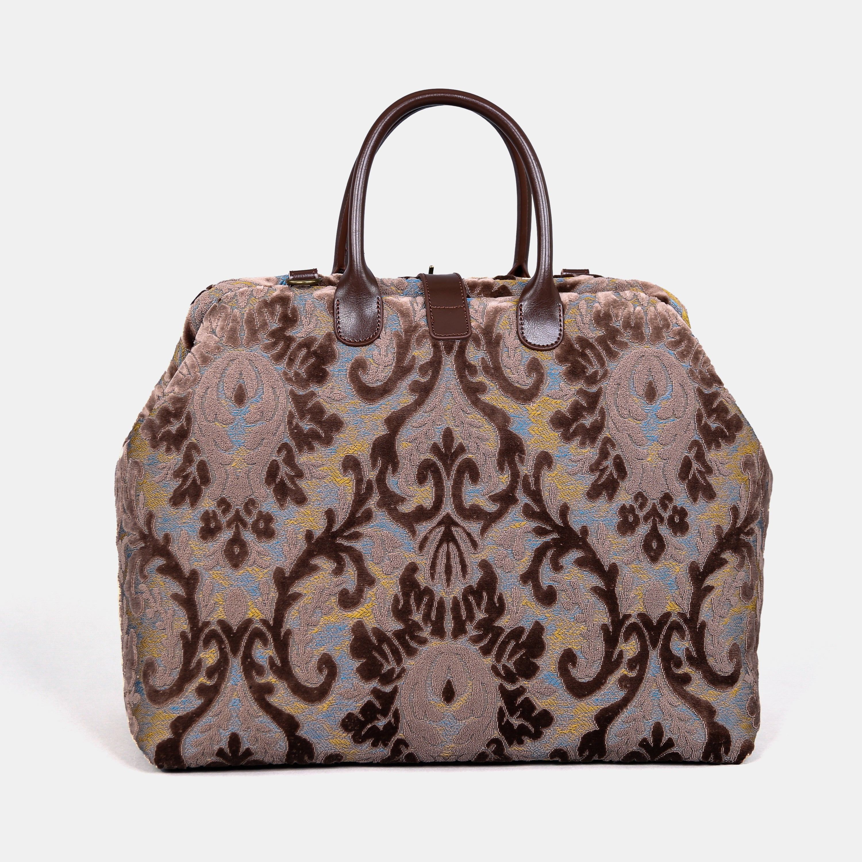 Burnout Velvet Camel Mary Poppins Weekender carpet bag MCW Handmade-3