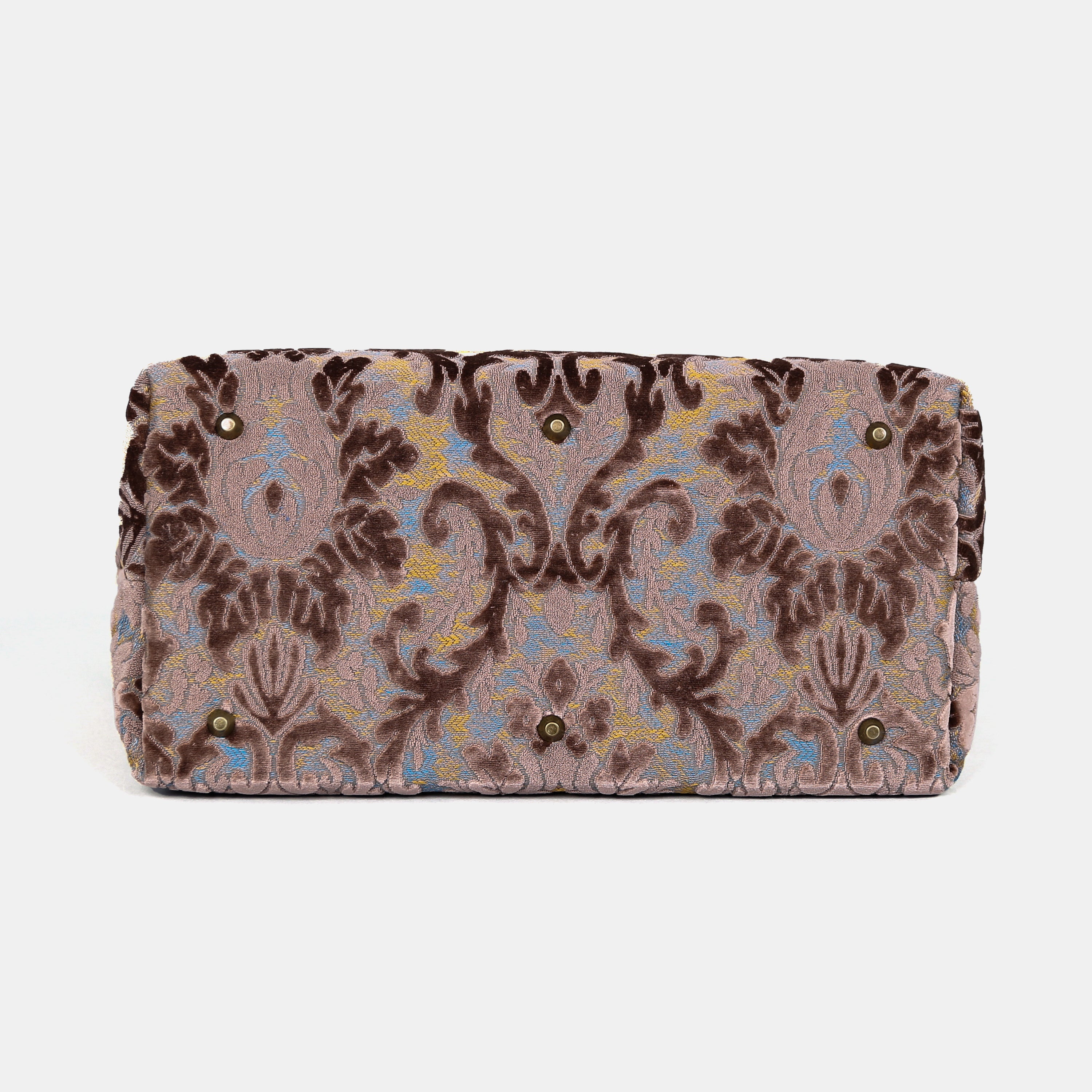 Burnout Velvet Camel Mary Poppins Weekender carpet bag MCW Handmade-4
