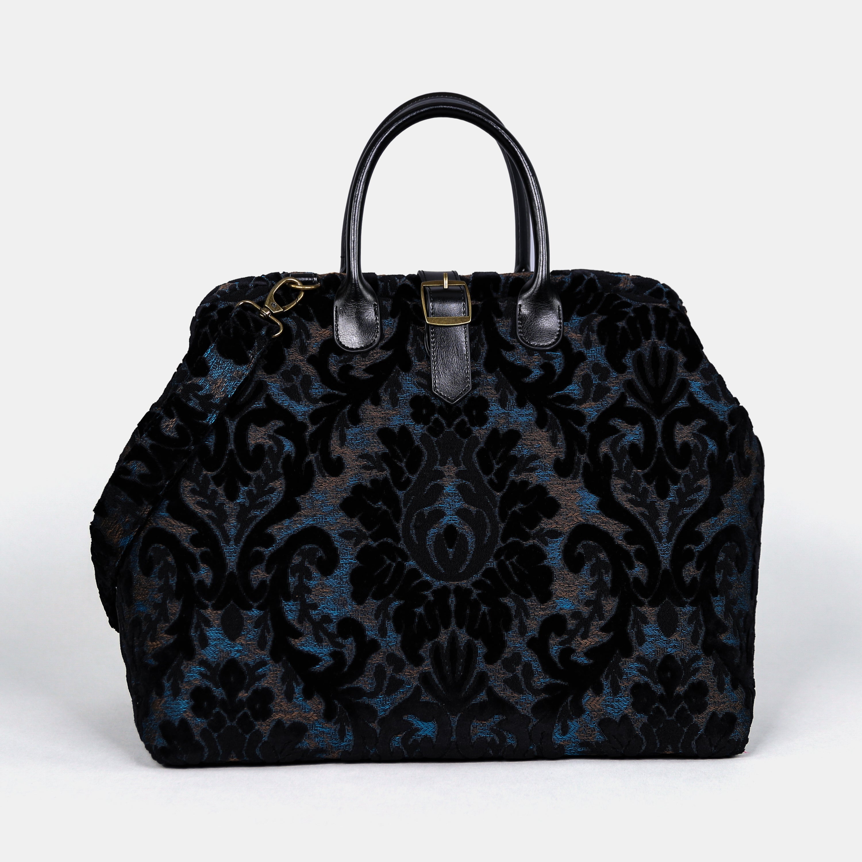 Burnout Velvet Black Mary Poppins Weekender carpet bag MCW Handmade