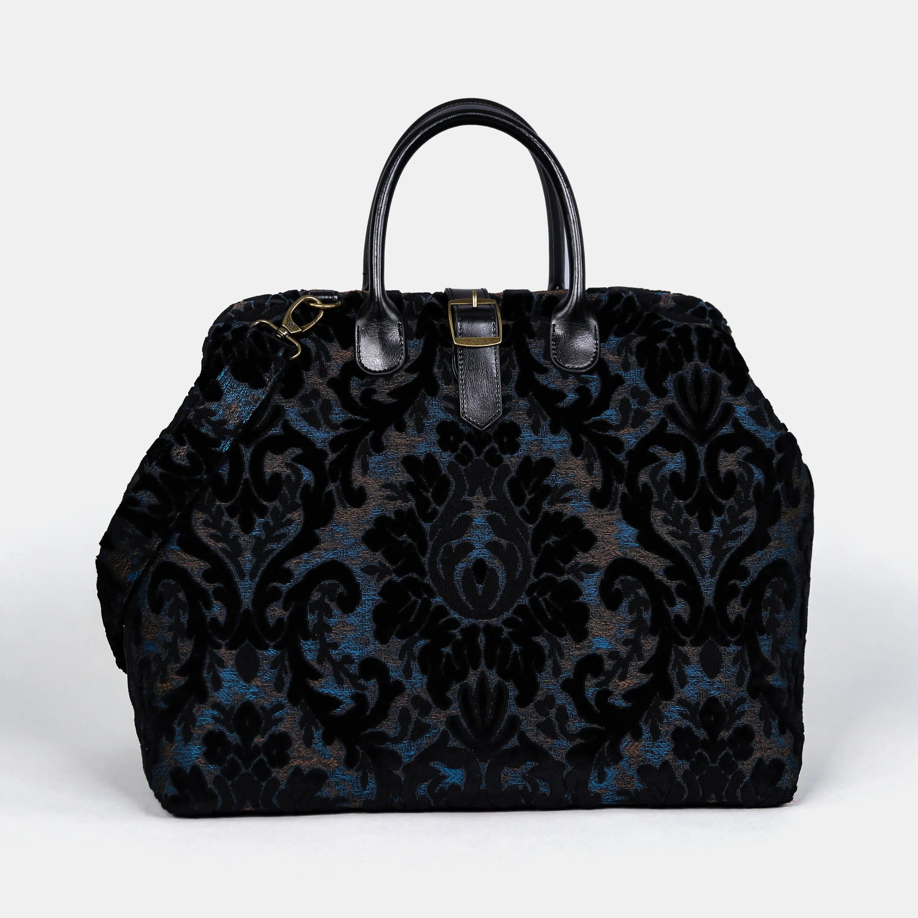 Burnout Velvet Black Mary Poppins Weekender Carpetbag of America main