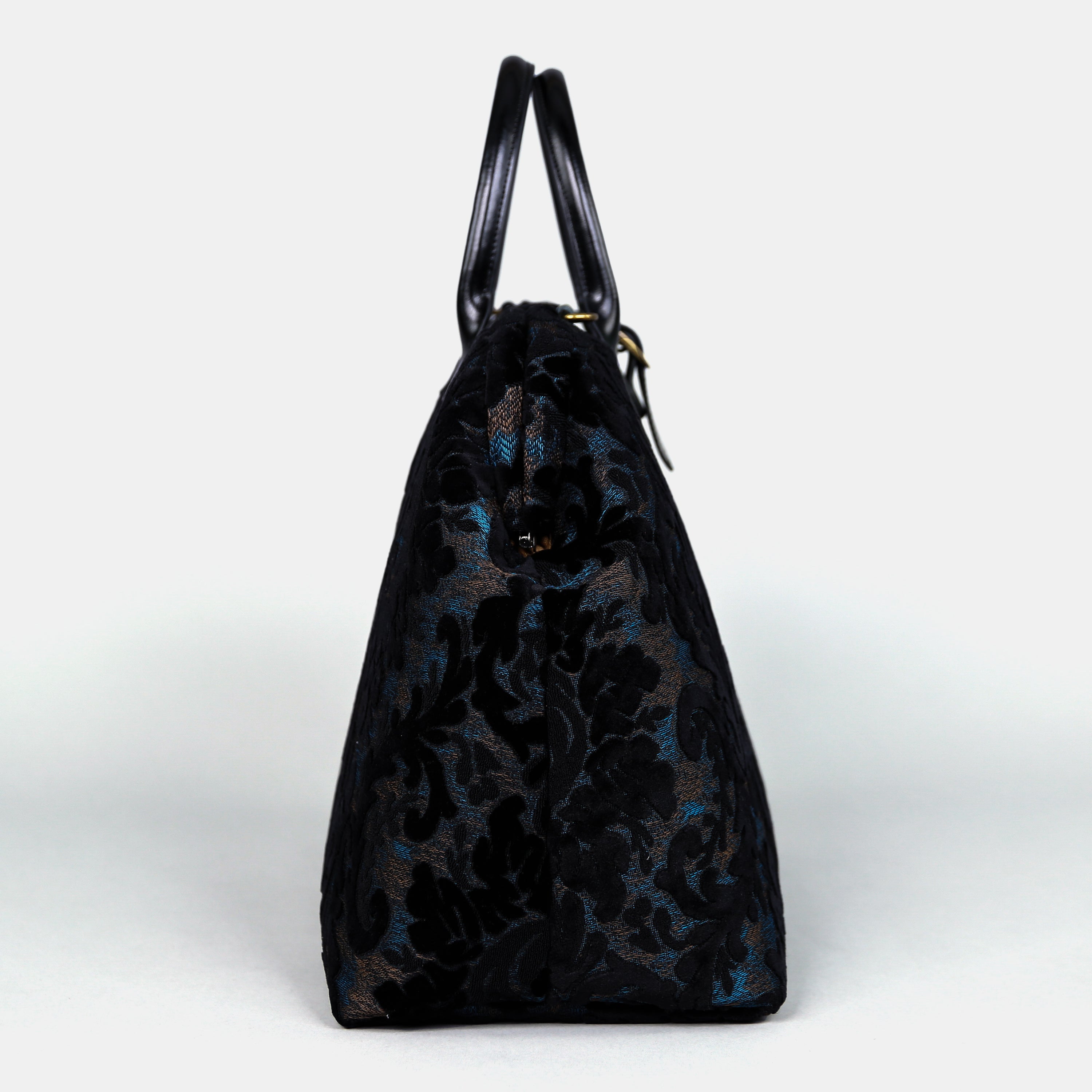Burnout Velvet Black Mary Poppins Weekender carpet bag MCW Handmade-2