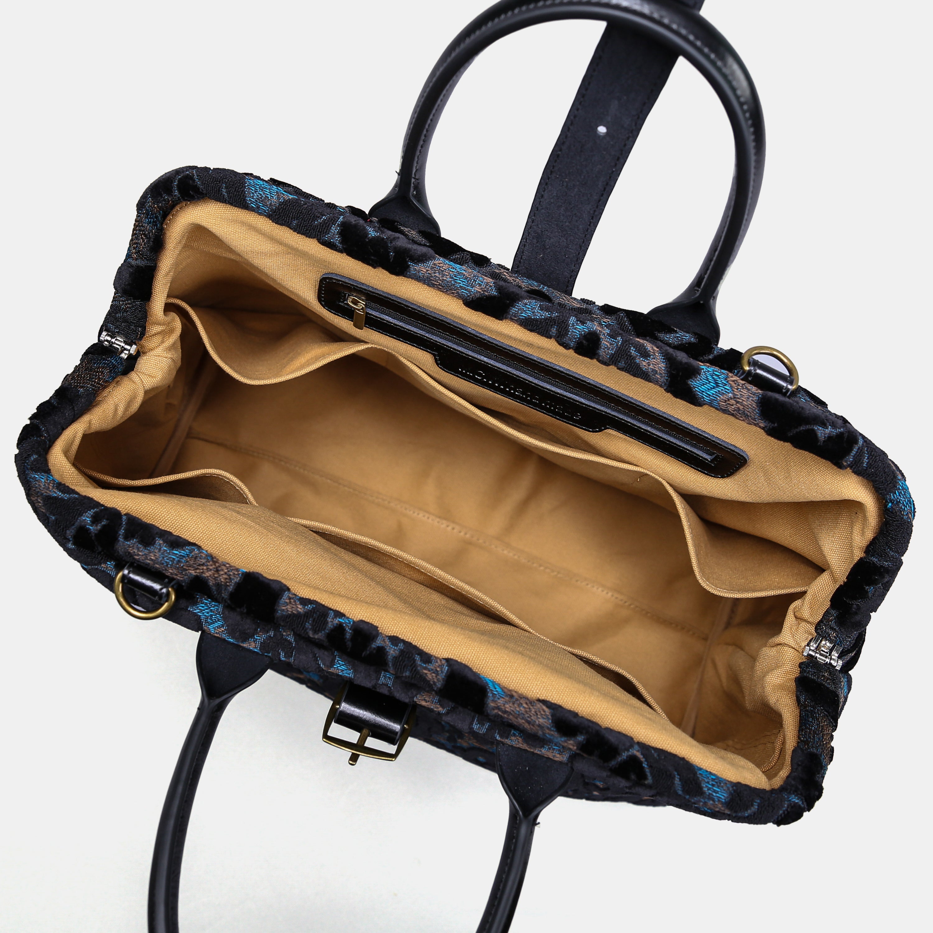 Burnout Velvet Black Mary Poppins Weekender carpet bag MCW Handmade-5