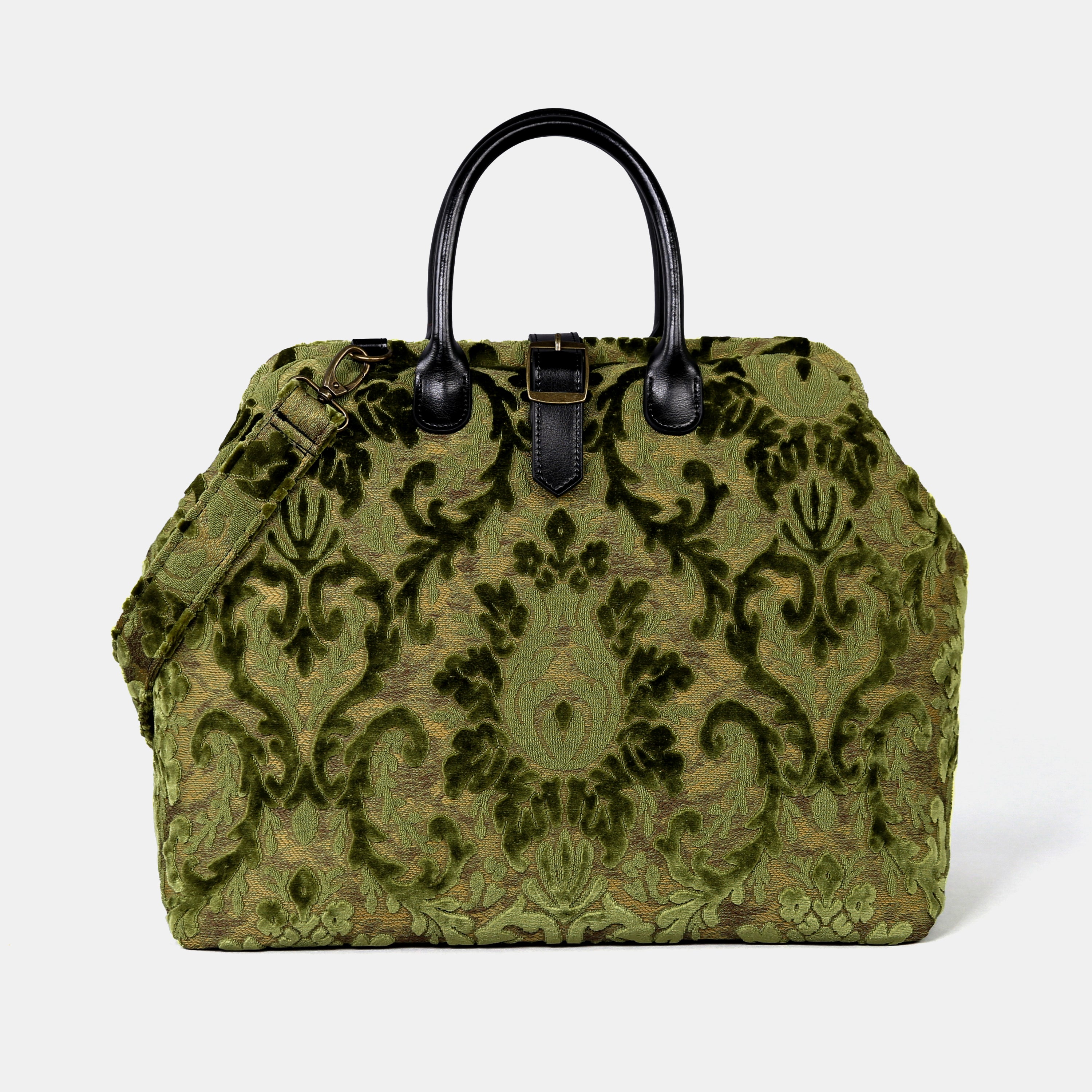 Burnout Velvet Fern Green Mary Poppins Weekender carpet bag MCW Handmade