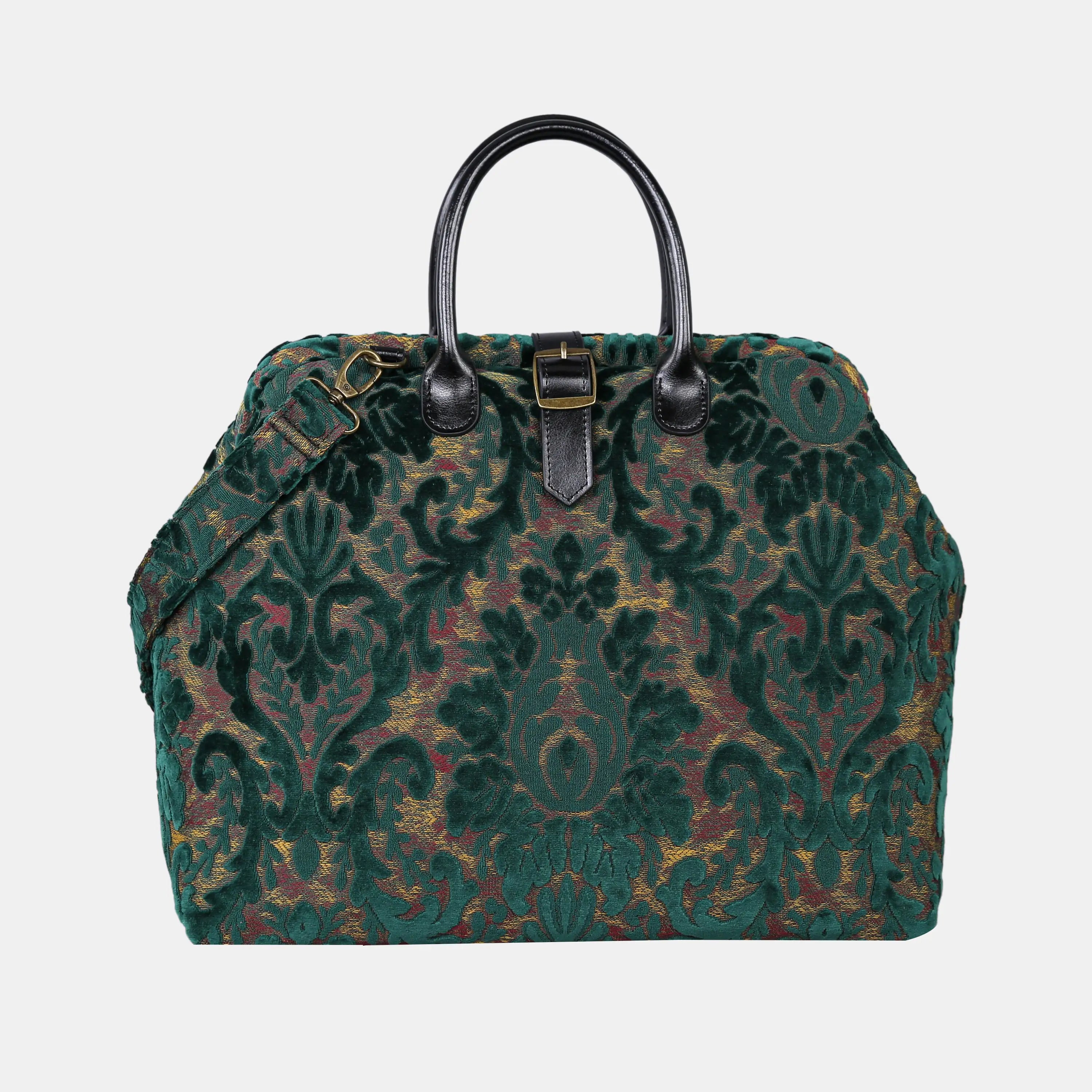 Burnout Velvet Jade Green Carpet Handbag Weekender main