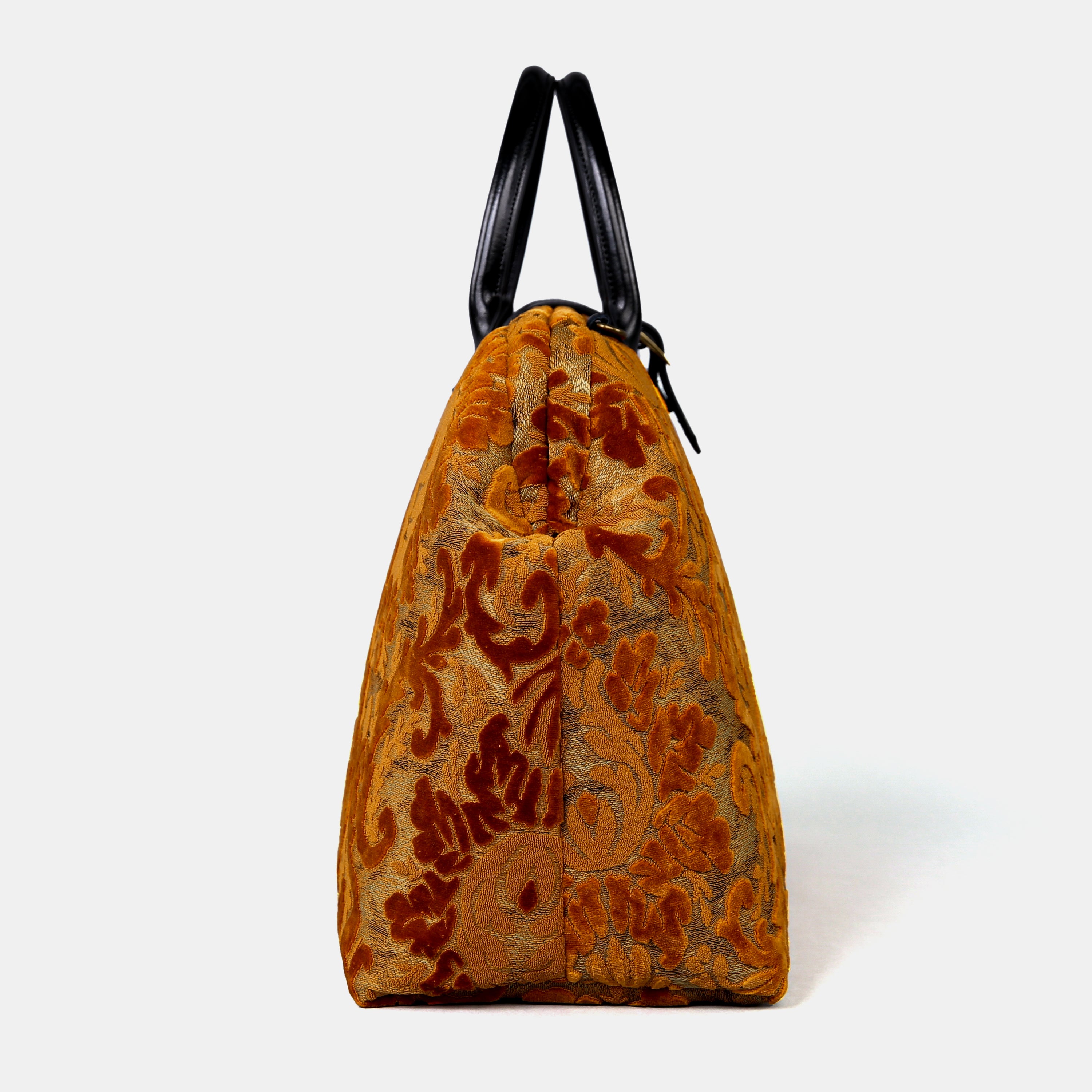 Burnout Velvet Orange Mary Poppins Weekender carpet bag MCW Handmade-2