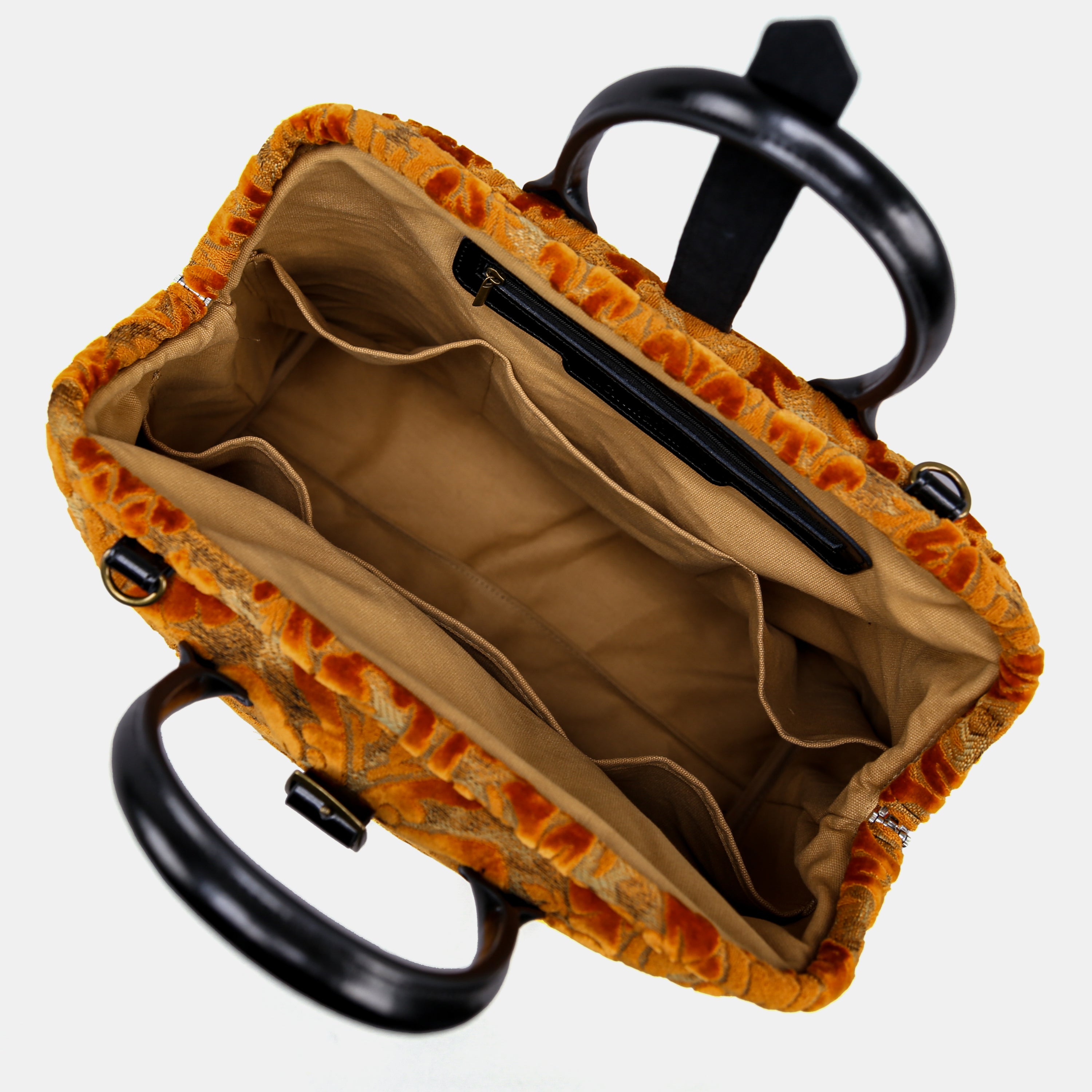 Burnout Velvet Orange Mary Poppins Weekender carpet bag MCW Handmade-5