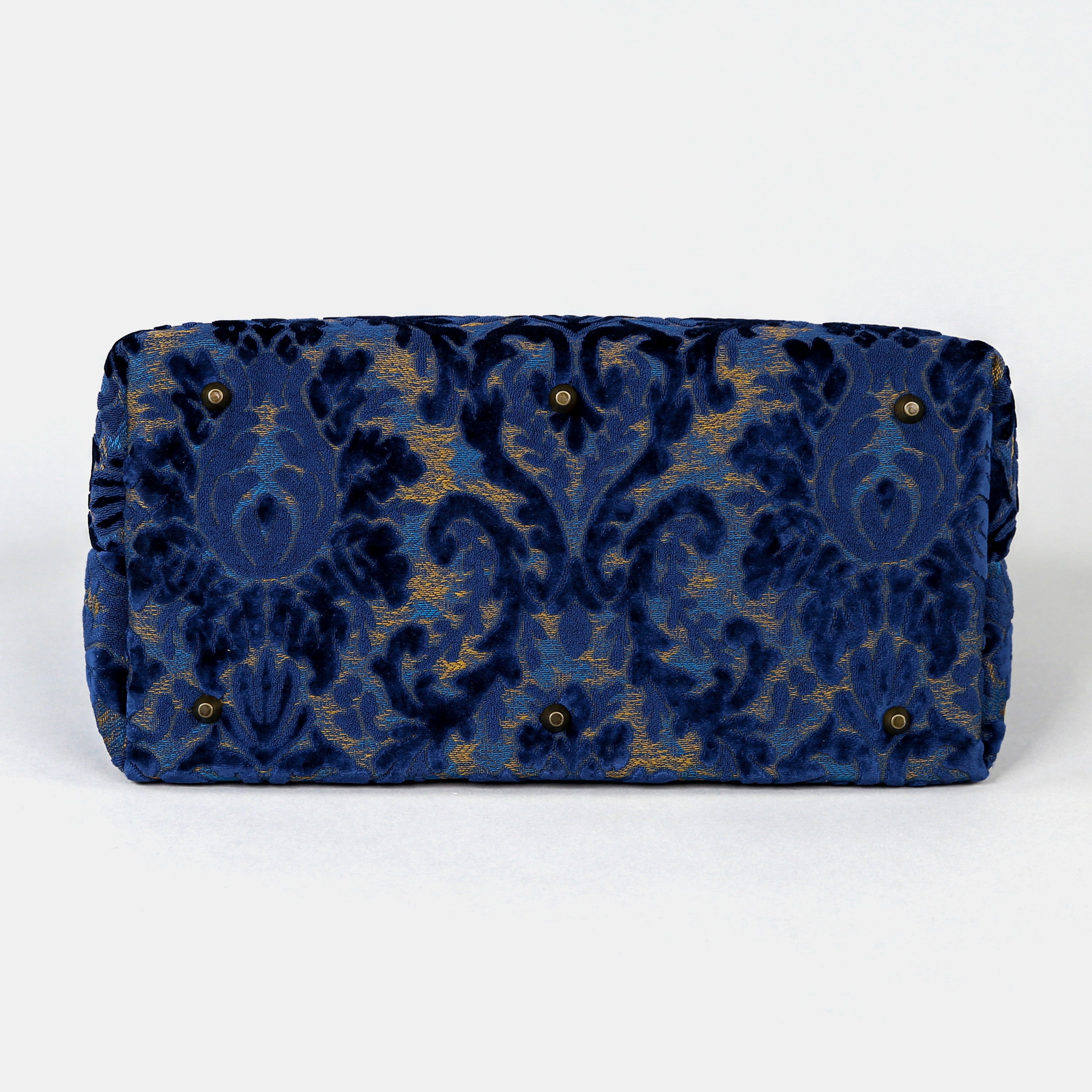 Burnout Velvet Navy Mary Poppins Weekender carpet bag MCW Handmade-4