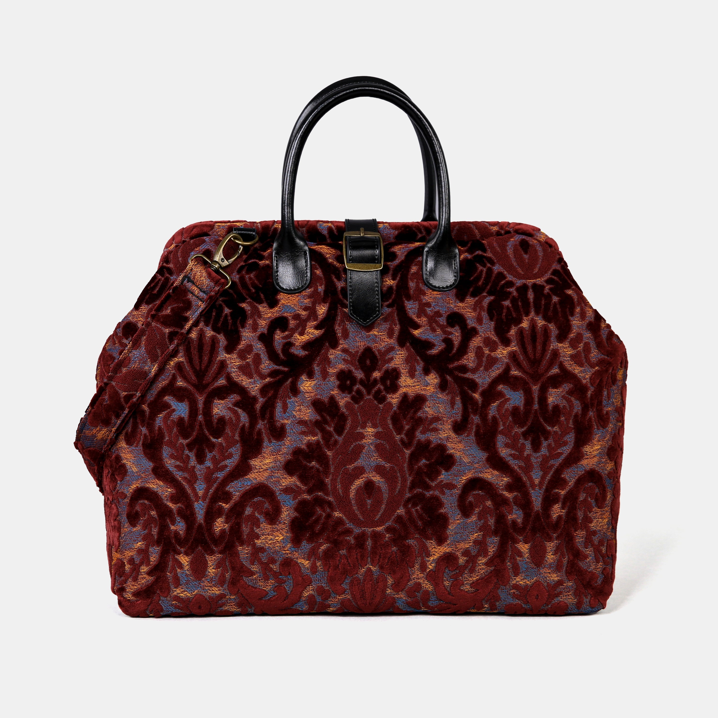 Burnout Velvet Wine Mary Poppins Weekender carpet bag MCW Handmade